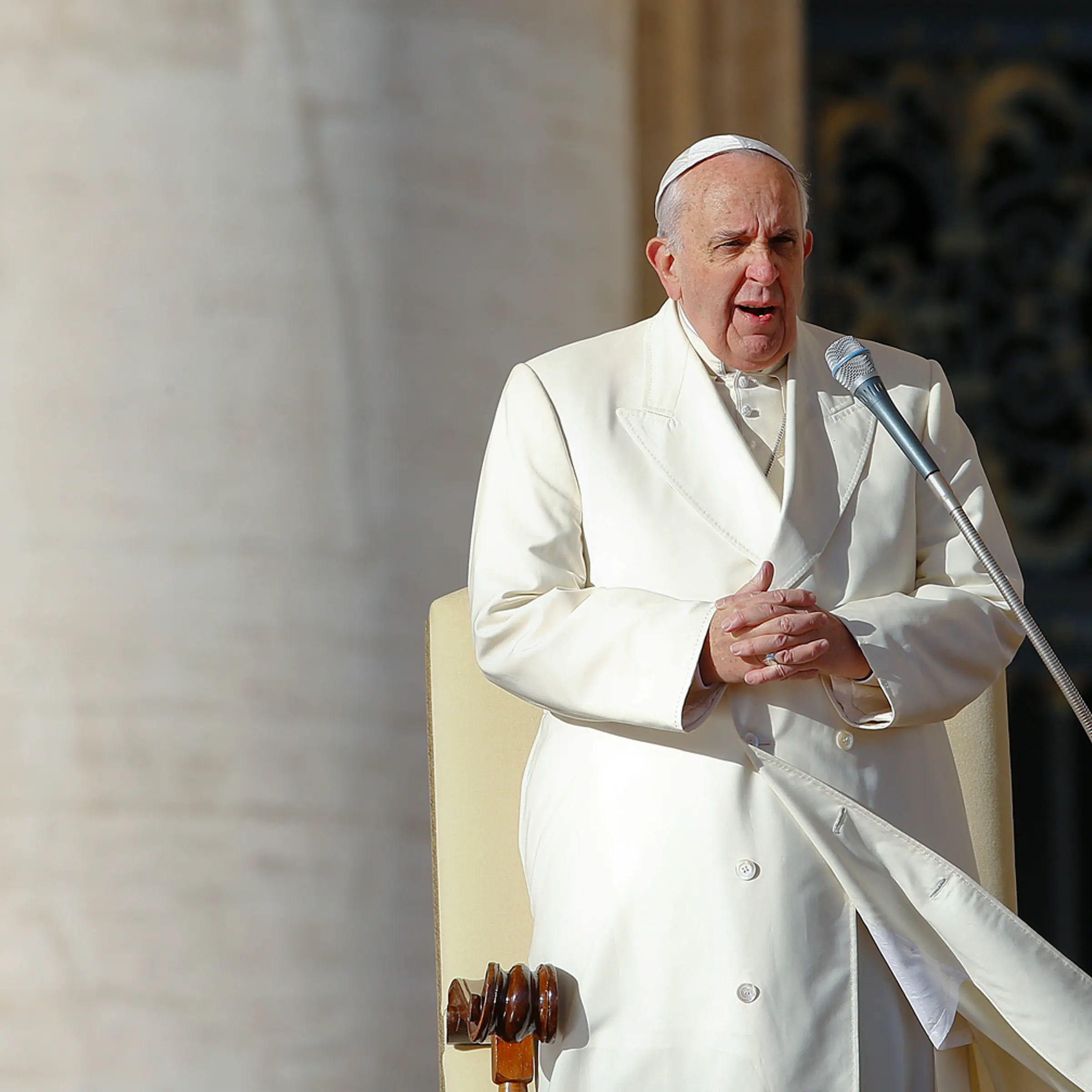 Pope Francis leads his Wednesday general audience in Saint Peter's square at the Vatican