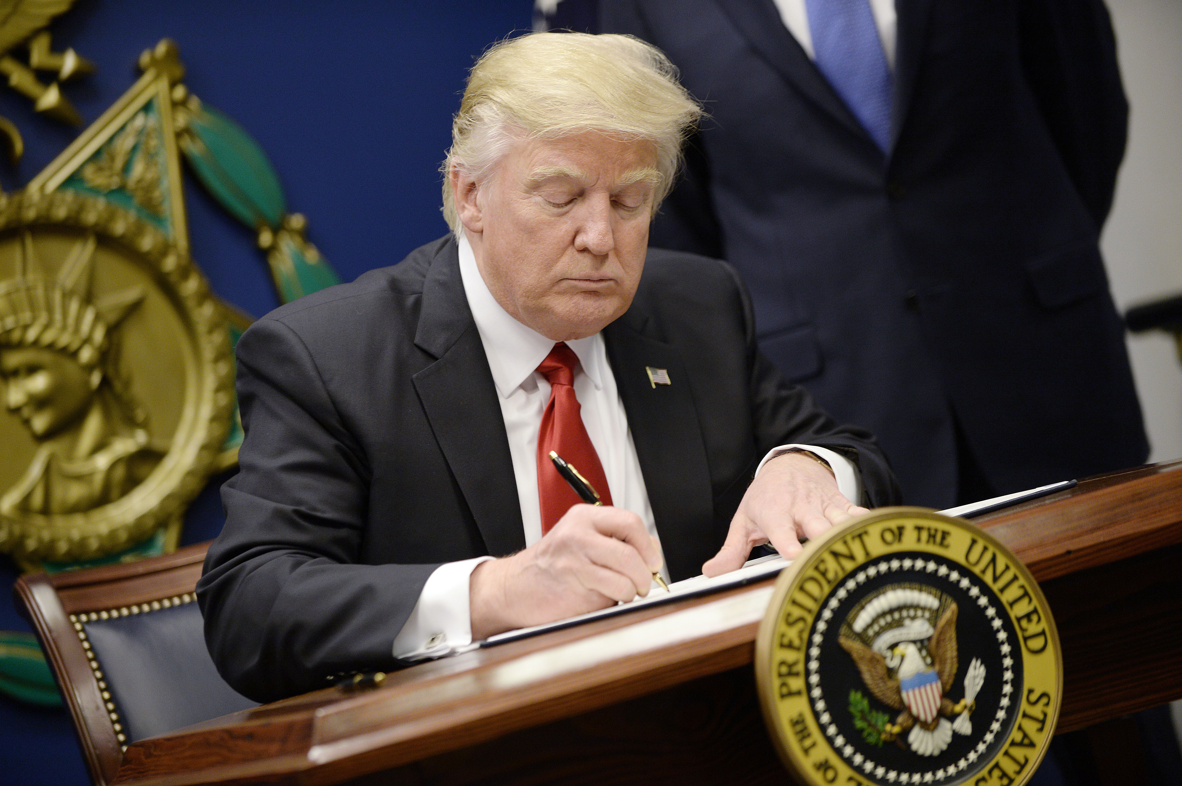 US President Trump signs Executive Orders . DC