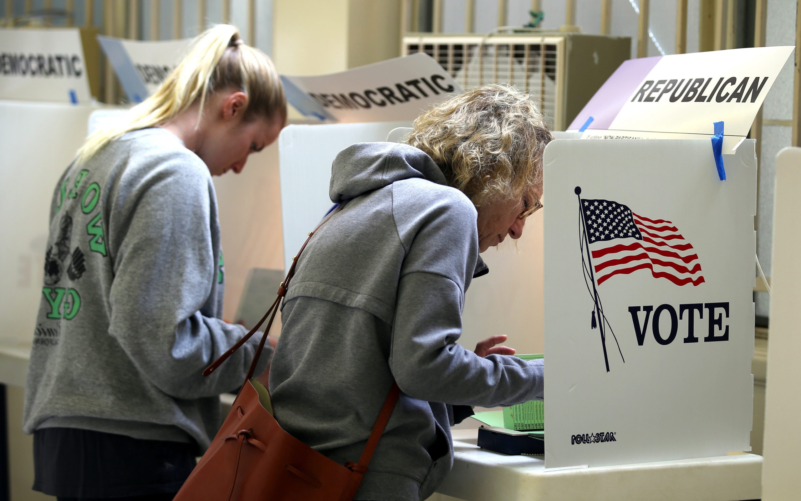 Voters cast their ballots at the Lutheran Church in Pacific Palisades, Calif. on June 07, 2016.