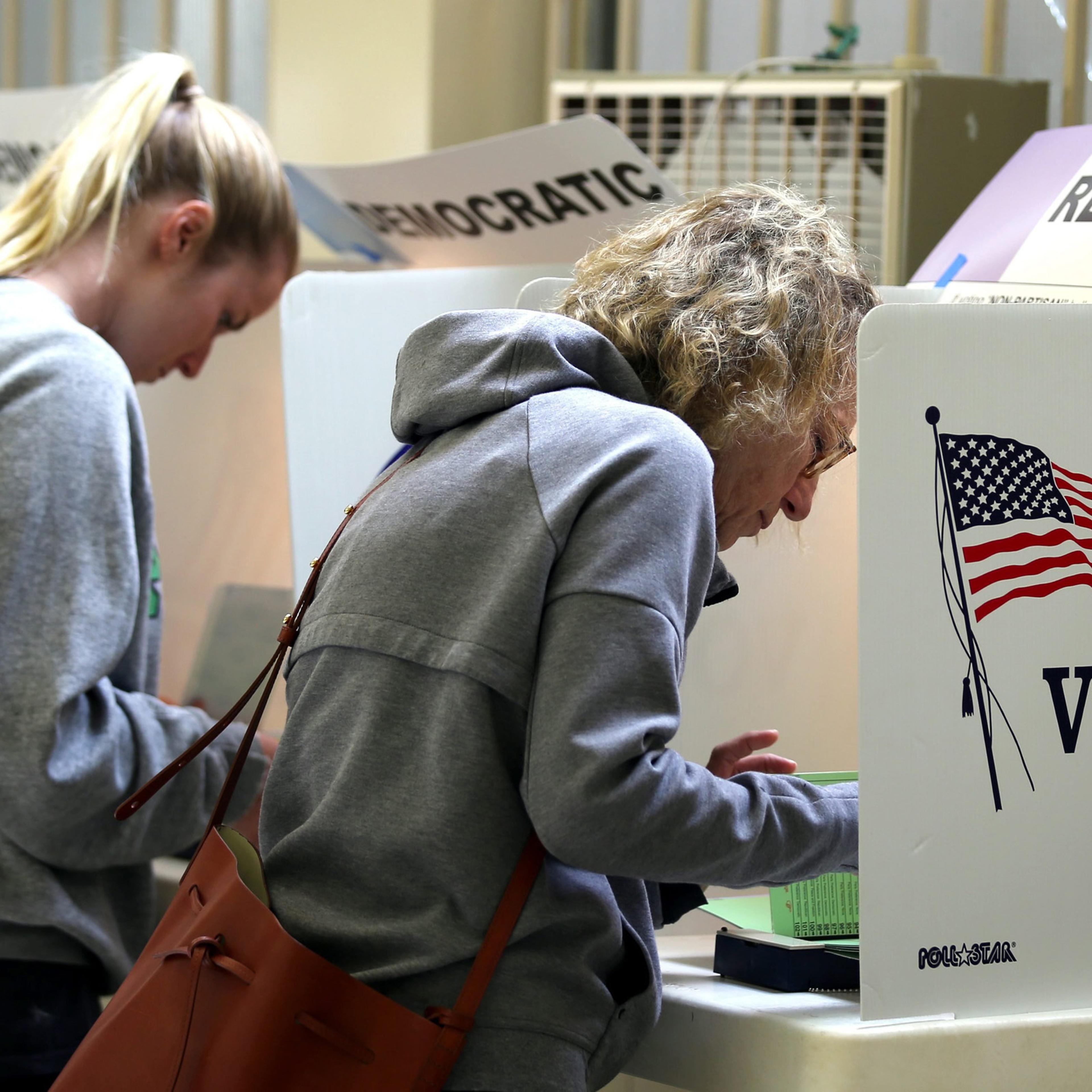 Voters cast their ballots at the Lutheran Church in Pacific Palisades, Calif. on June 07, 2016.