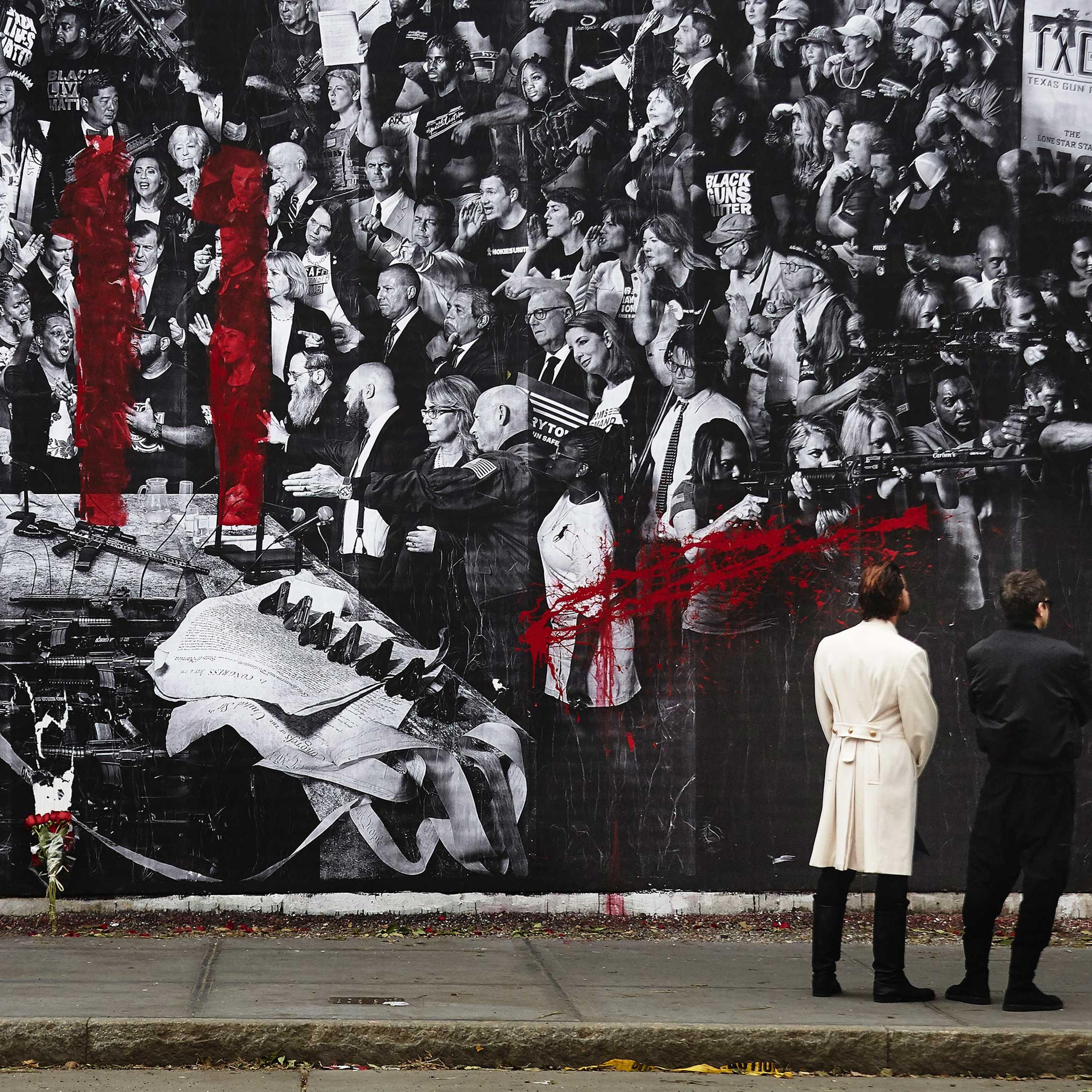 JR mural in Manhattan on Guns in America