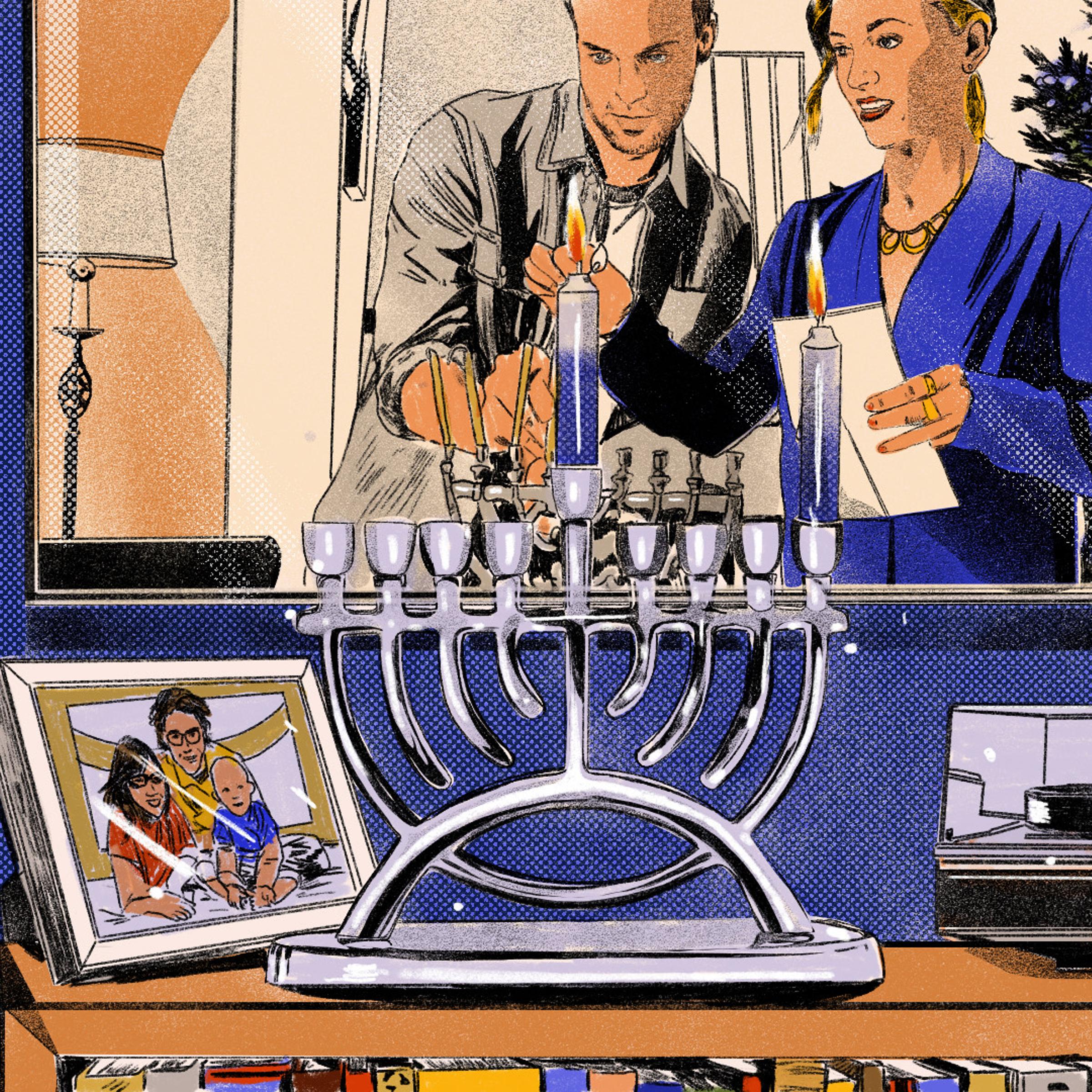 illustration of how hanukkah is manifested in pop culture
