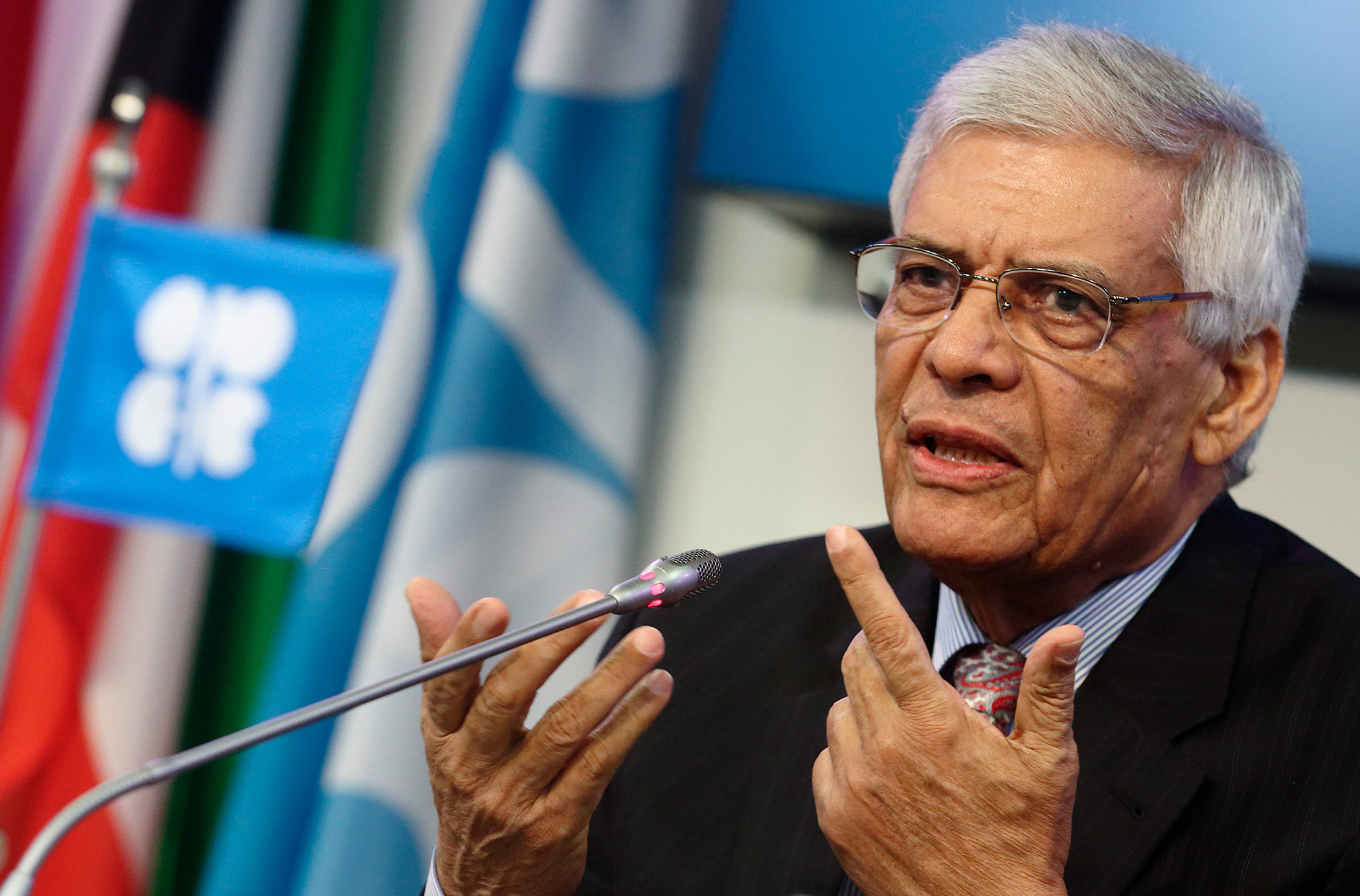 OPEC Secretary-General al-Badri addresses a news conference after a meeting of OPEC oil ministers at OPEC's headquarters in Vienna
