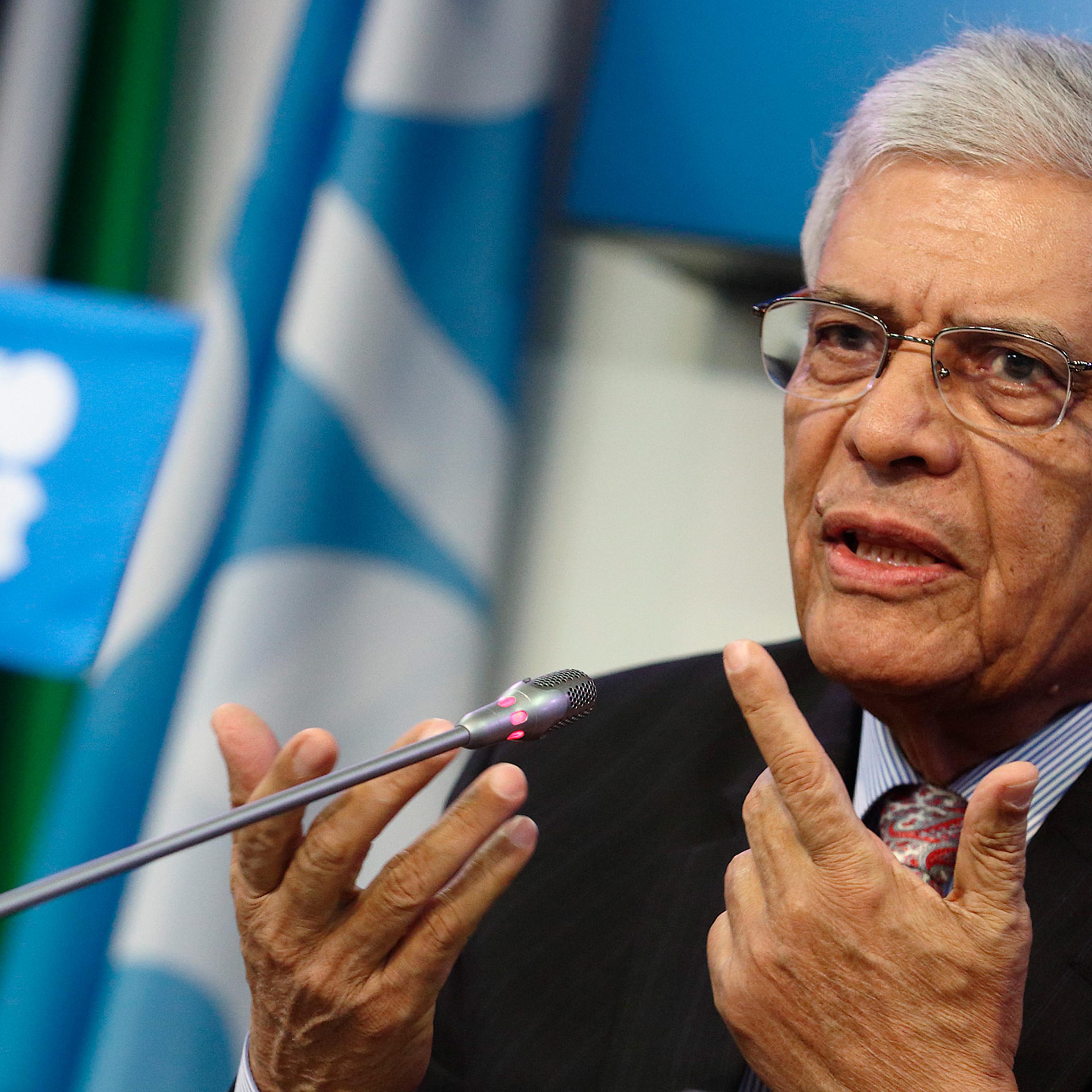 OPEC Secretary-General al-Badri addresses a news conference after a meeting of OPEC oil ministers at OPEC's headquarters in Vienna