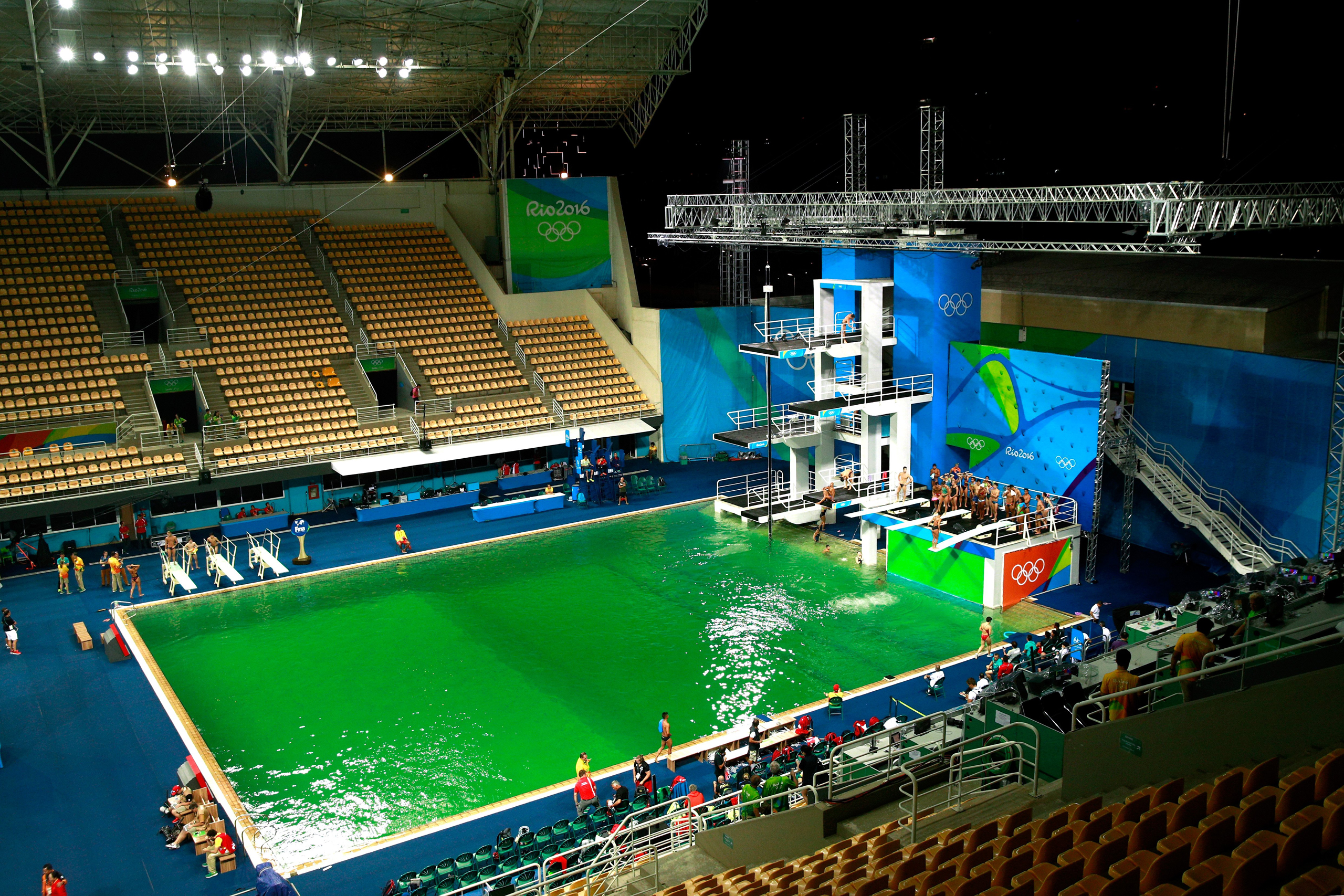 General view of the diving pool at Maria Lenk Aquatics Centre on Day 4 of the Rio 2016 Olympic Games in Rio de Janeiro on Aug. 9, 2016.