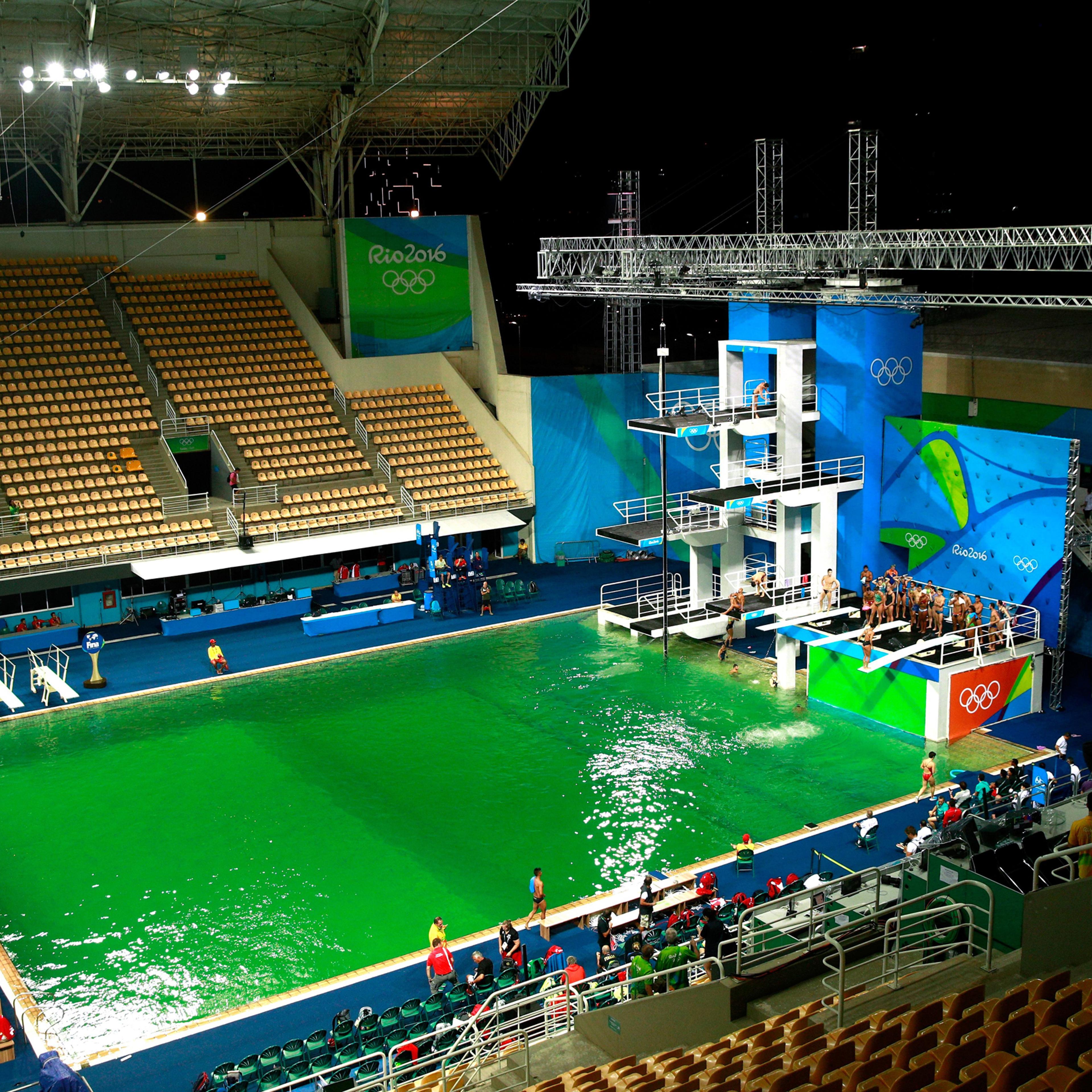 General view of the diving pool at Maria Lenk Aquatics Centre on Day 4 of the Rio 2016 Olympic Games in Rio de Janeiro on Aug. 9, 2016.