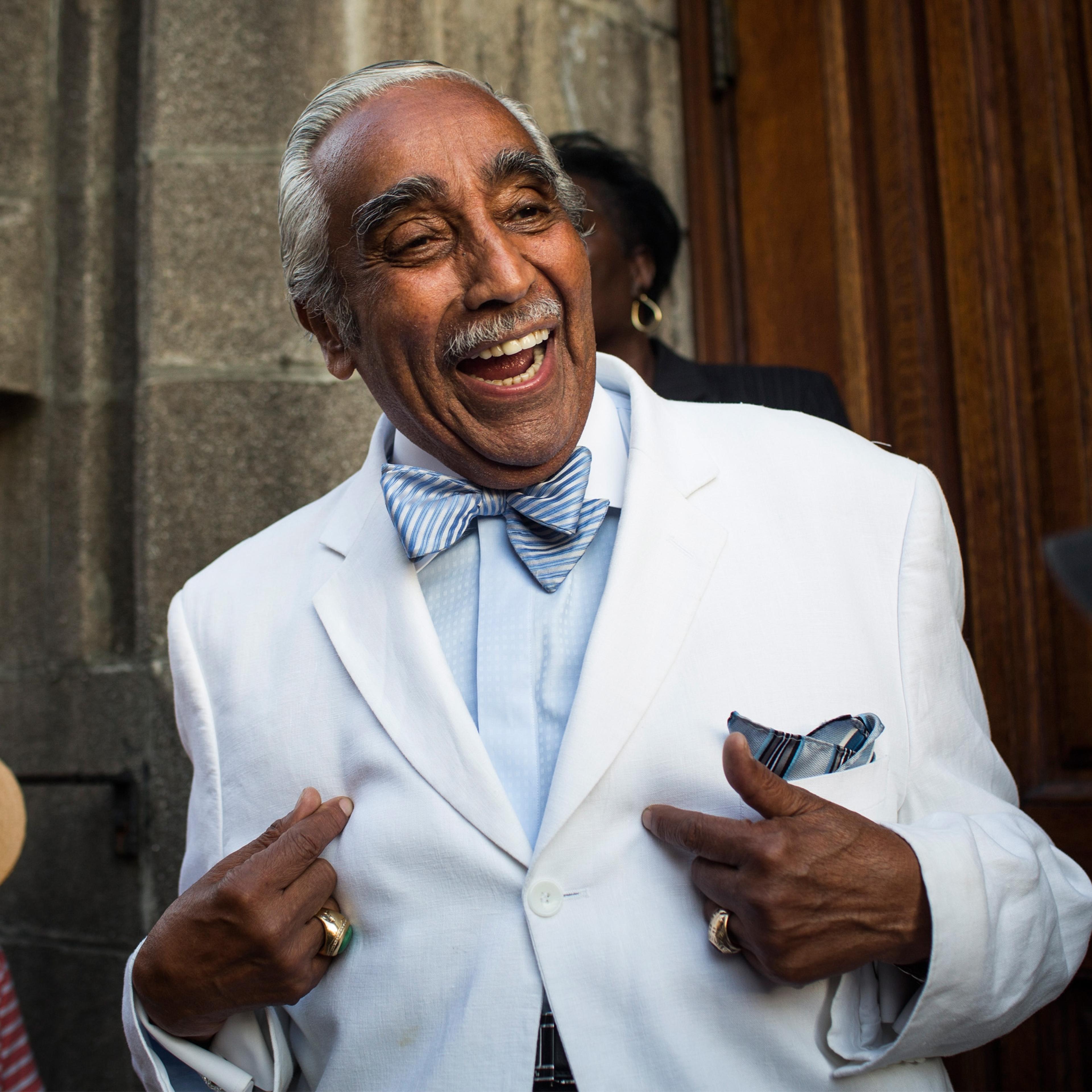 Charles Rangel Campaigns In Harlem One Day Before New York Primary