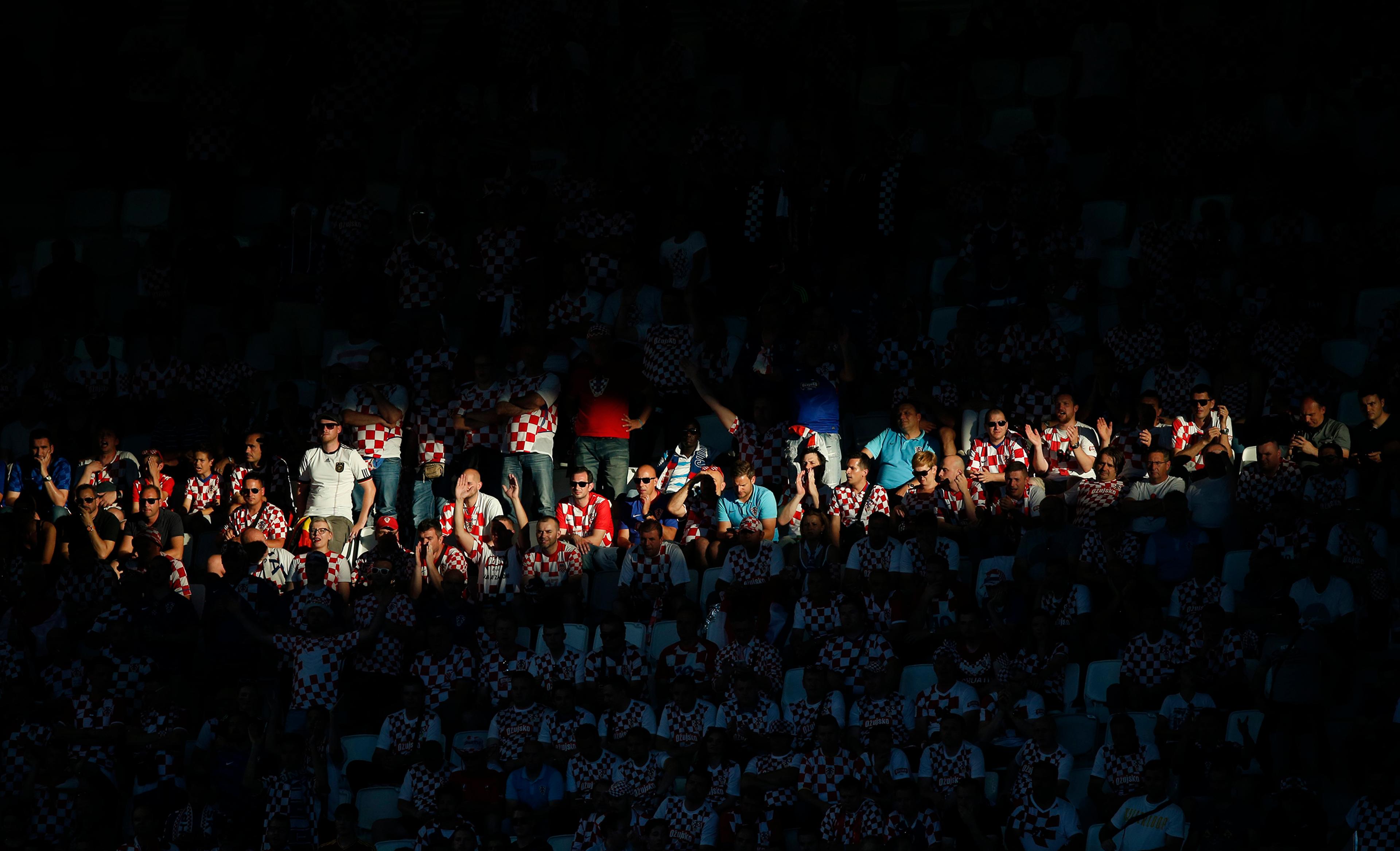 Croatia football fans at the Stade de Bordeaux in France on June 21, 2016.