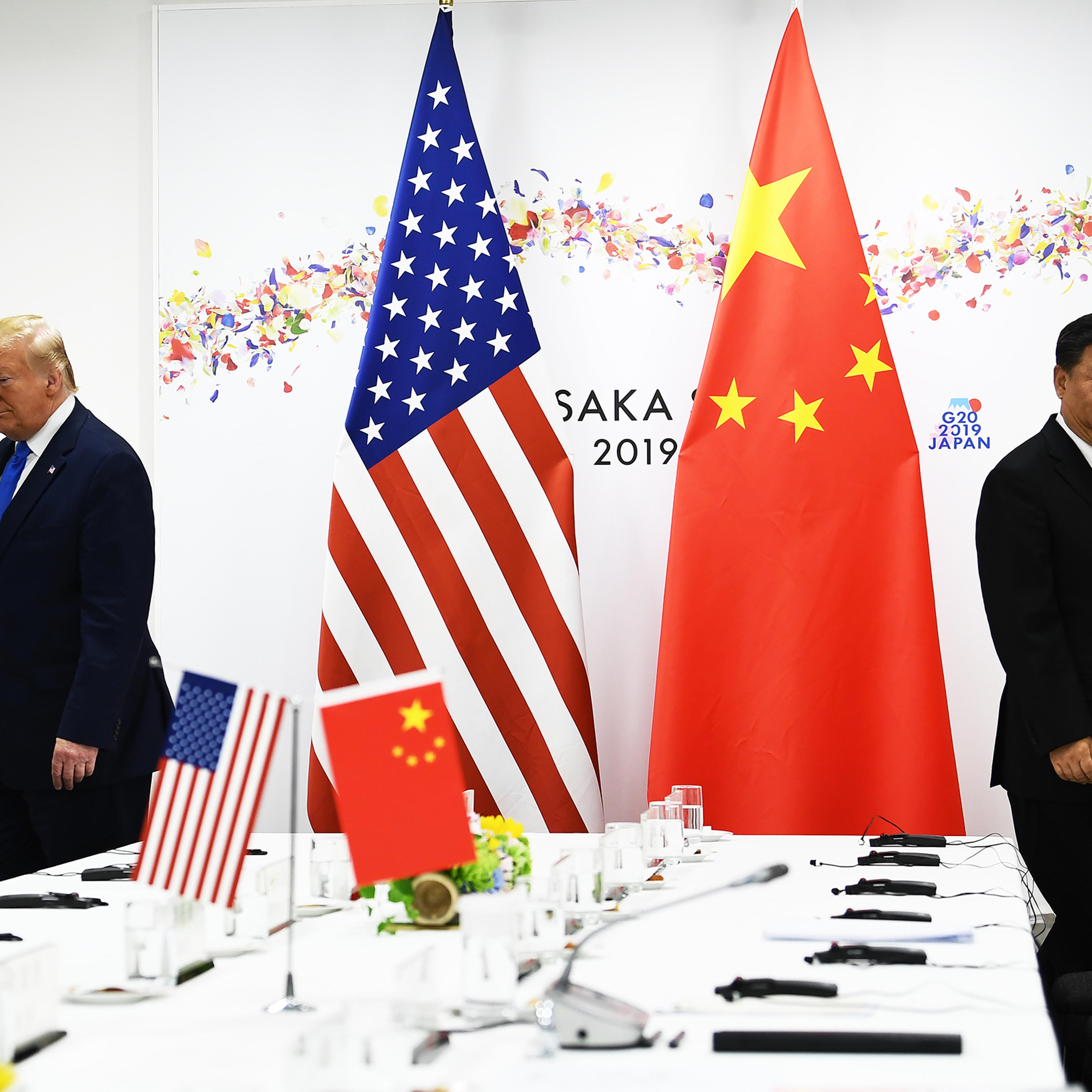 Chinese President Xi Jinping and US President Donald Trump attend their bilateral meeting on the sidelines of the G20 Summit in Osaka on June 29, 2019.