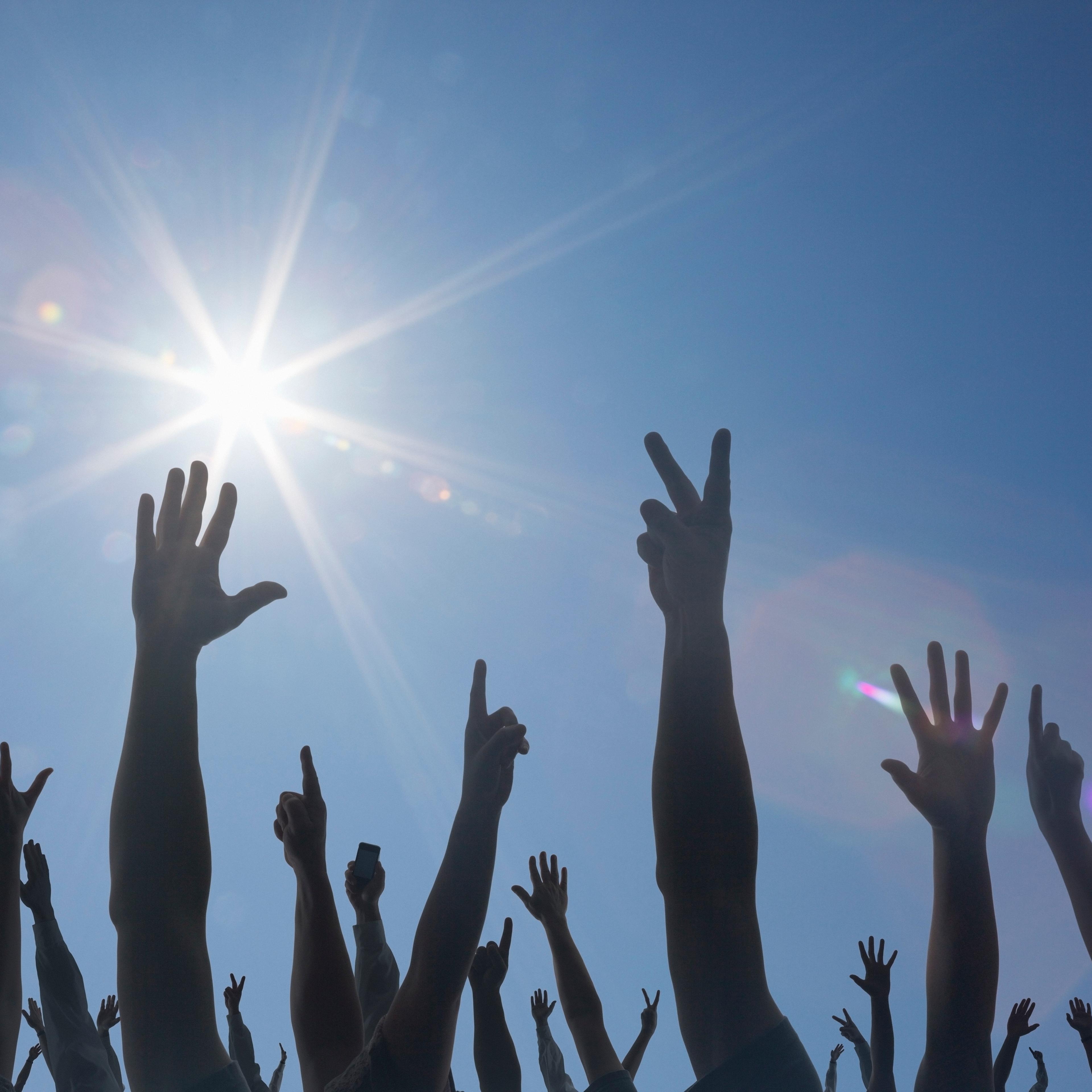 Crowd with Hands in Air