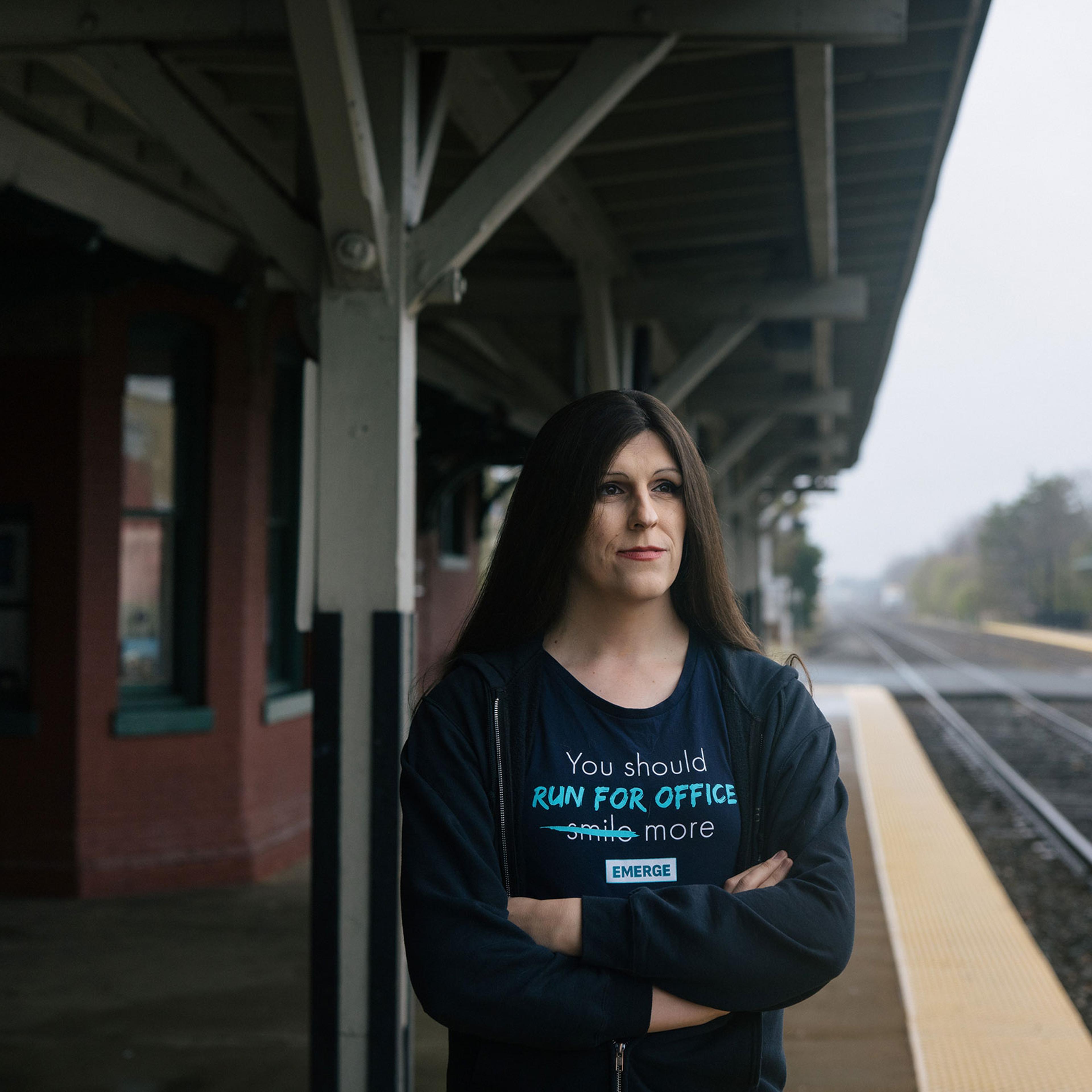 Manassas, Virginia -- Wednesday, April 6, 2022Virginia Democratic Delegate Danica Roem poses for a portrait in Manassas, Virginia. Roem, who previously worked as a journalist, is the first openly transgender elected lawmaker.CREDIT: Alyssa Schukar for Ti