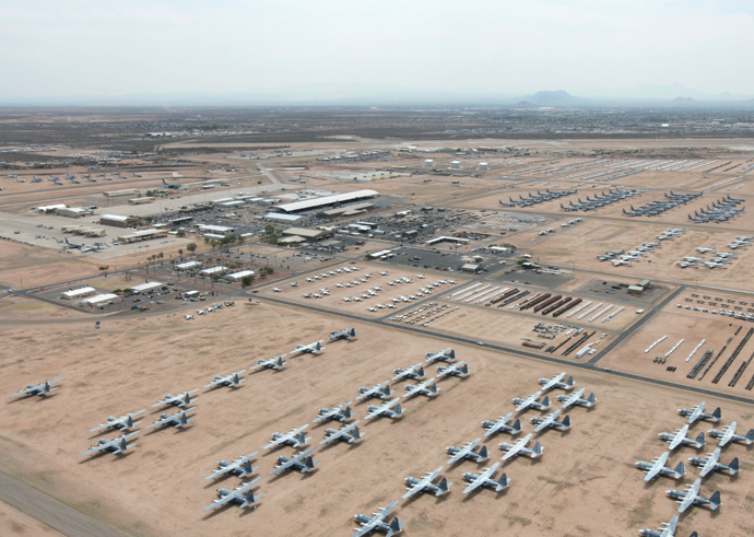 The U.S. Air Force's "boneyard" of surplus warplanes at Davis-Monthan Air Force Base, Arizona.