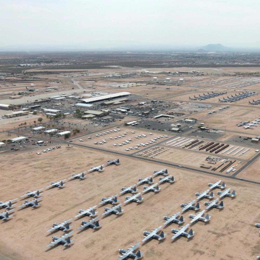 The U.S. Air Force's "boneyard" of surplus warplanes at Davis-Monthan Air Force Base, Arizona.