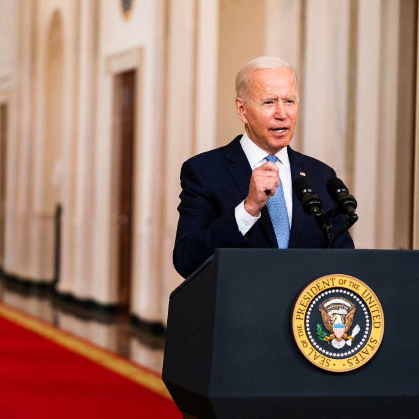 President Joe Biden delivers remarks regarding the ending of the war in Afghanistan in the State Dining Room at the White House on August 31, 2021.
