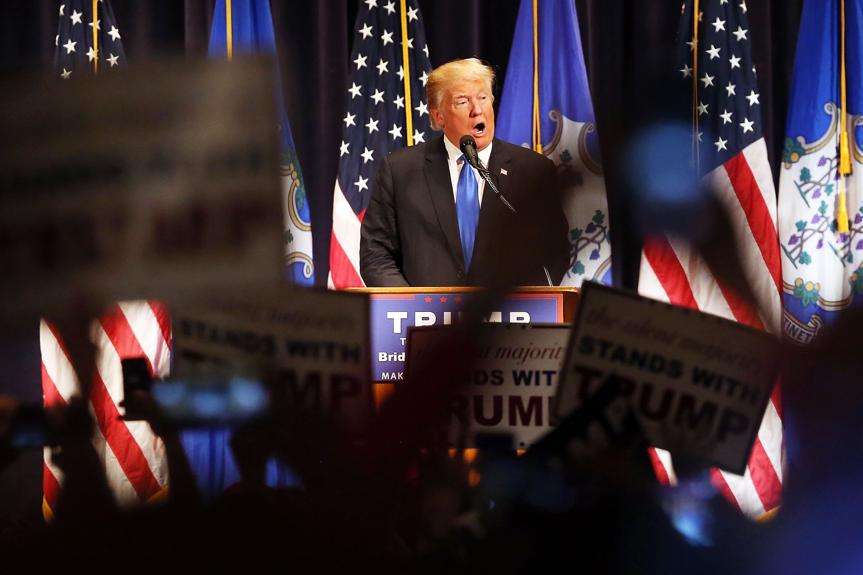 GOP Presidential Front Runner Donald Trump Holds Rally In Waterbury, Connecticut