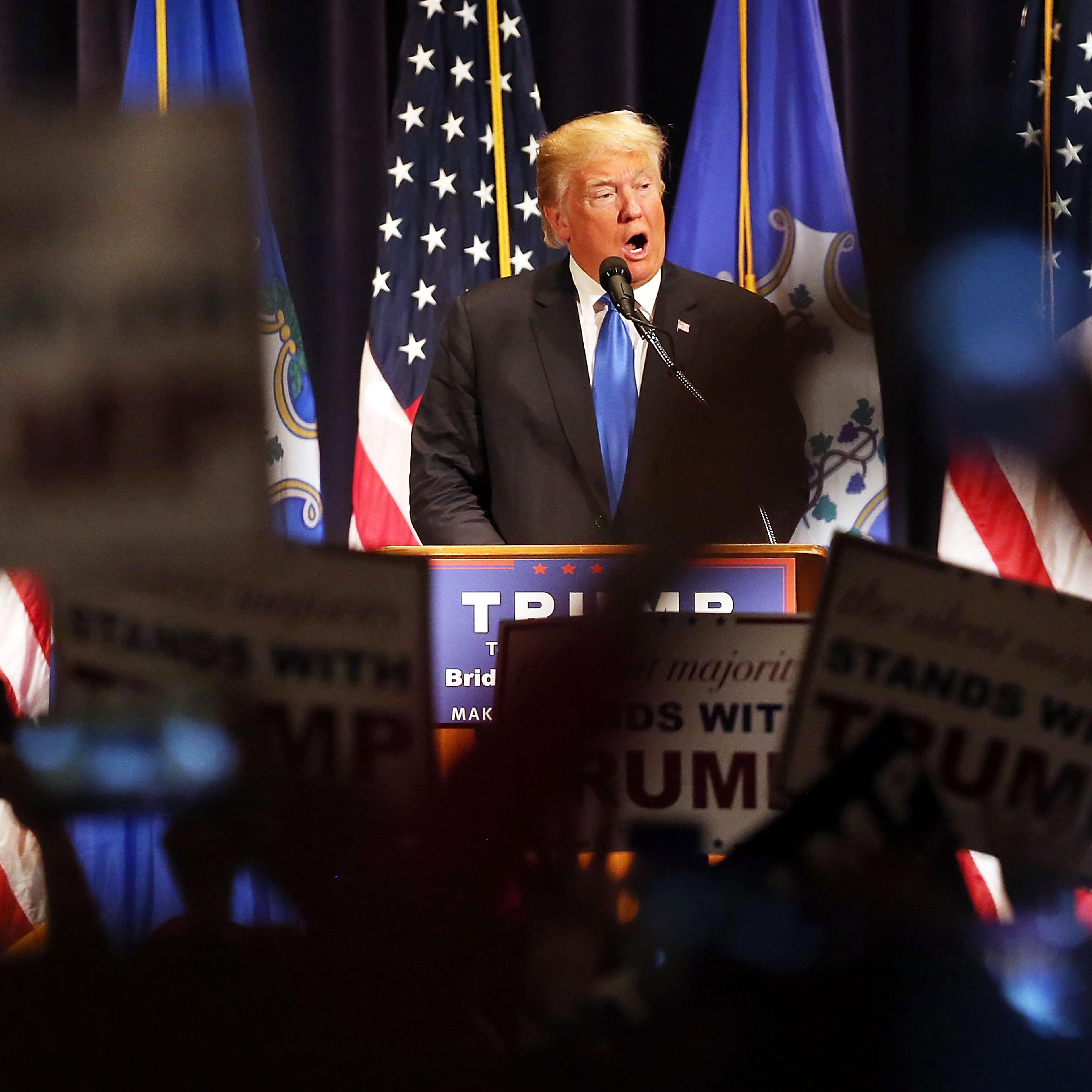 GOP Presidential Front Runner Donald Trump Holds Rally In Waterbury, Connecticut