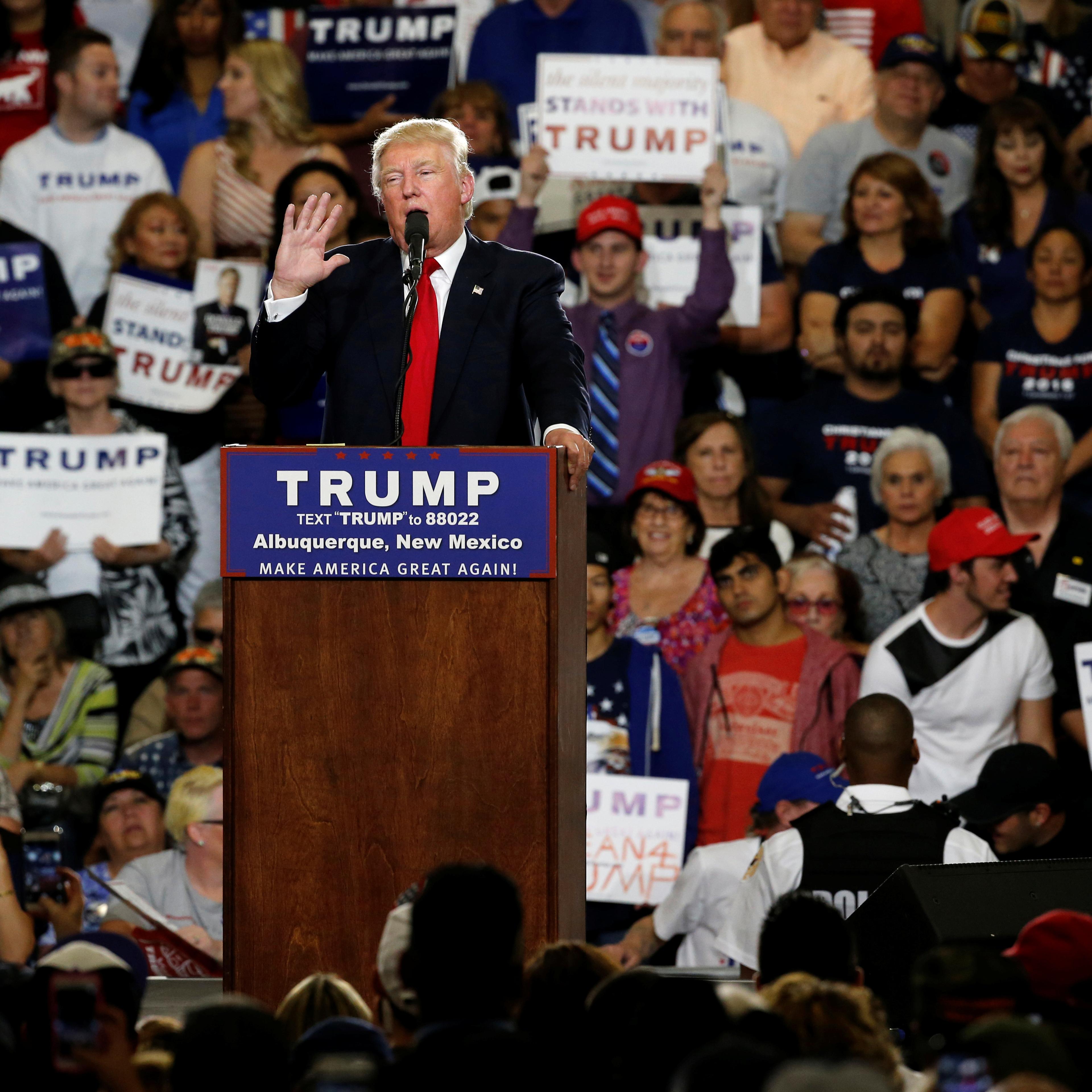 Republican U.S. presidential candidate Donald Trump holds a rally with supporters in Albuquerque