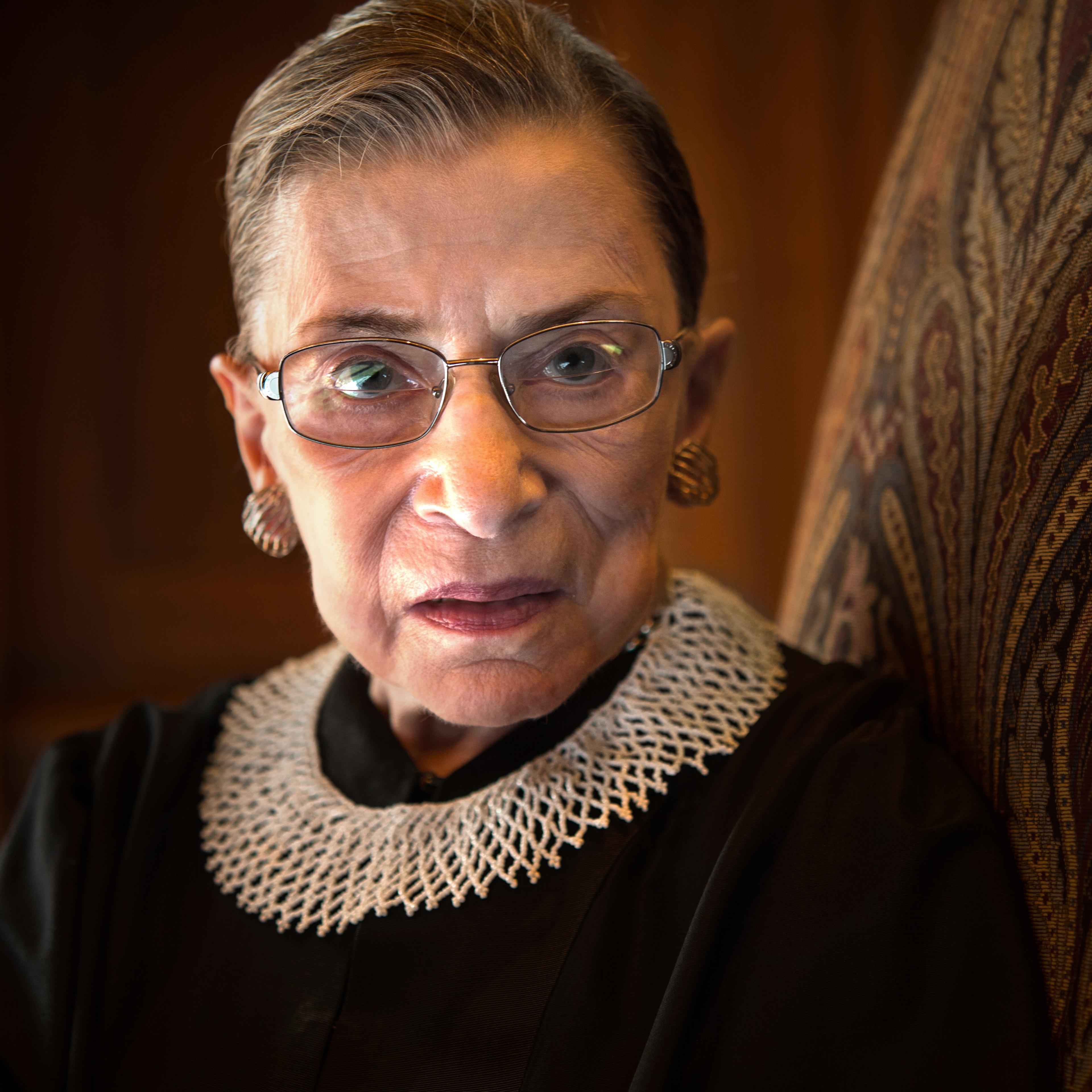 Supreme Court Justice Ruth Bader Ginsburg, celebrating her 20th anniversary on the bench, is photographed in the West conference room at the U.S. Supreme Court in Washington on Aug. 30, 2013.