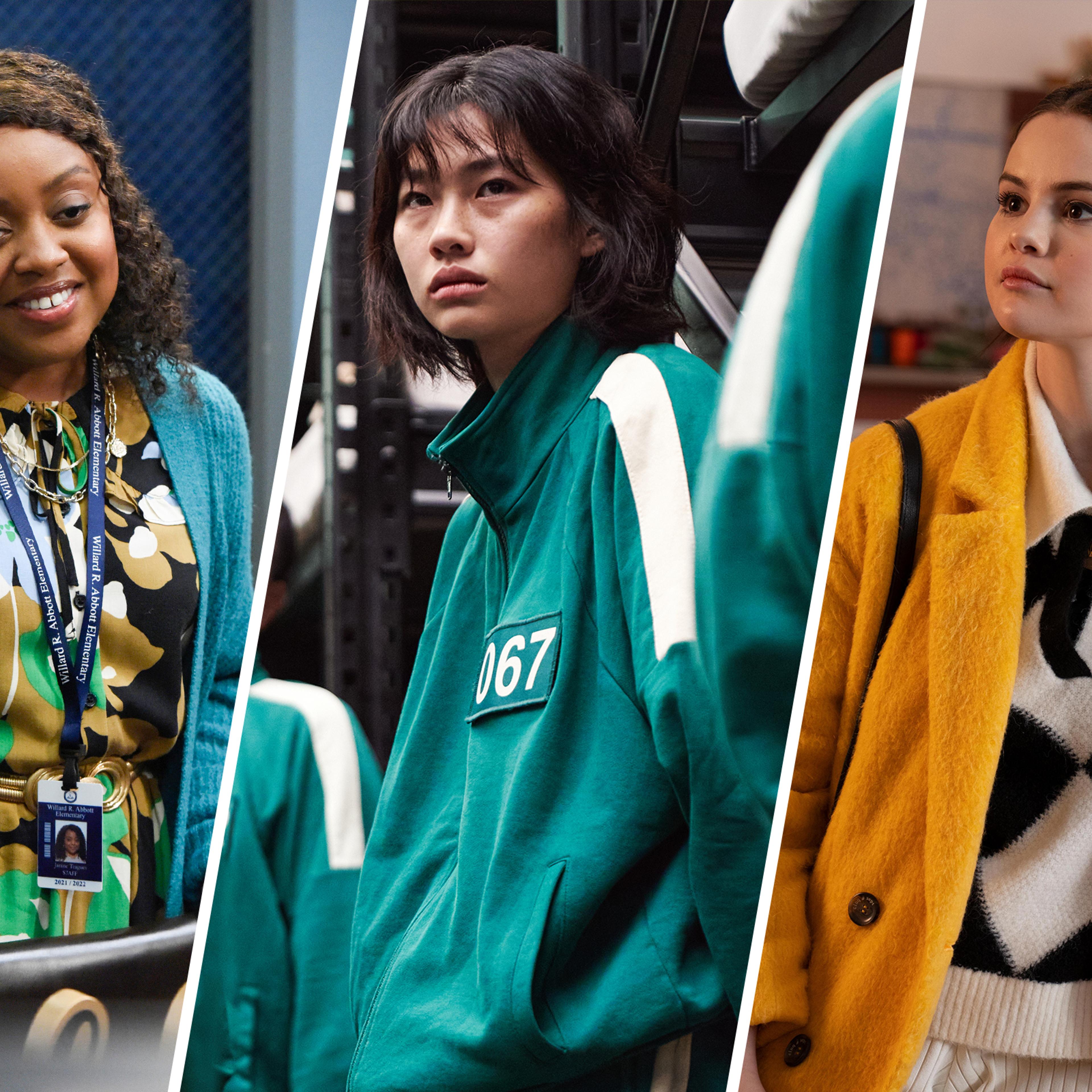 Quinta Brunson in Abbott Elementary, Jung Ho-yeon in Squid Game and Selena Gomez in Only Murders in the Building