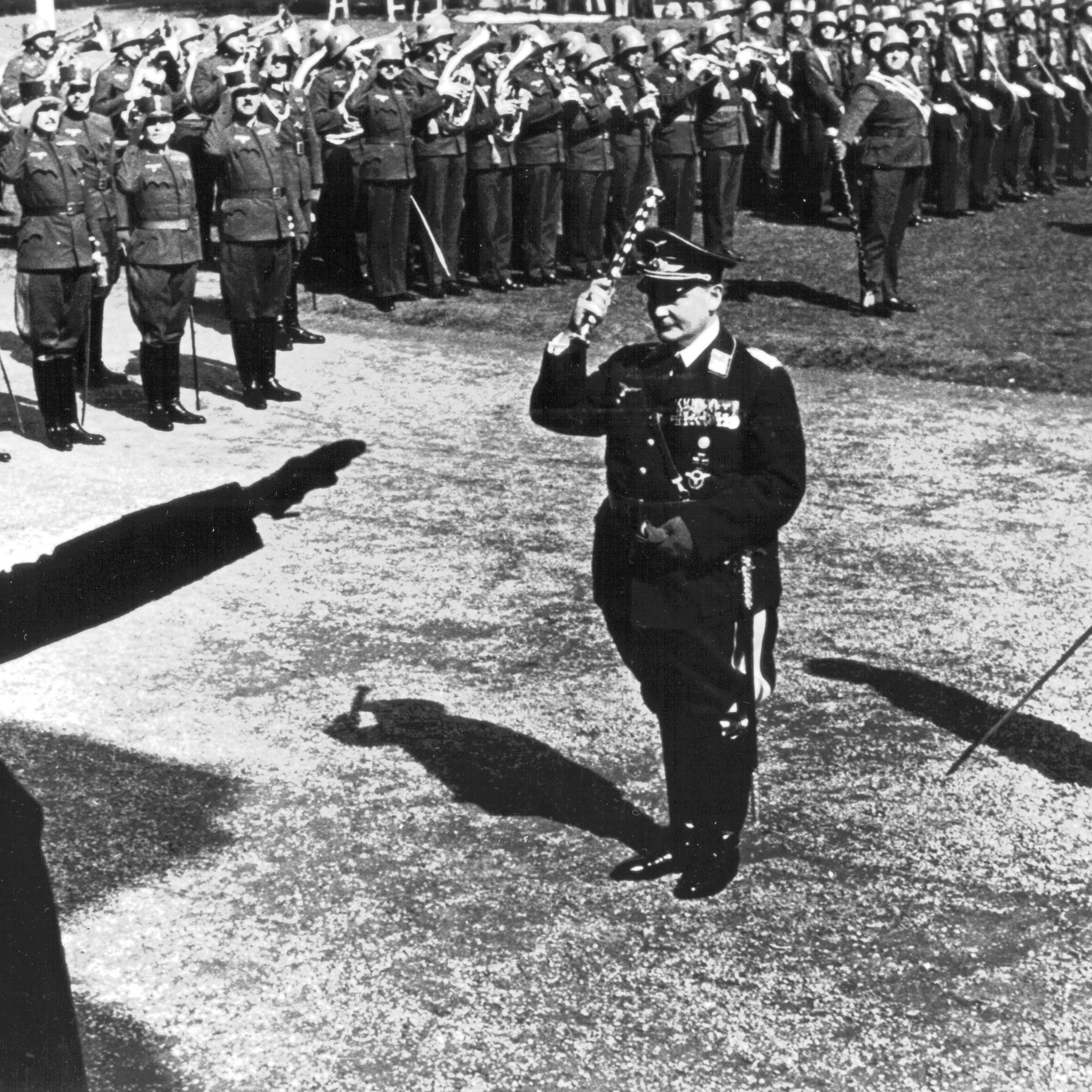 Hermann Goering, Commander-in-chief of the Luftwaffe, inspecting Austrian troops