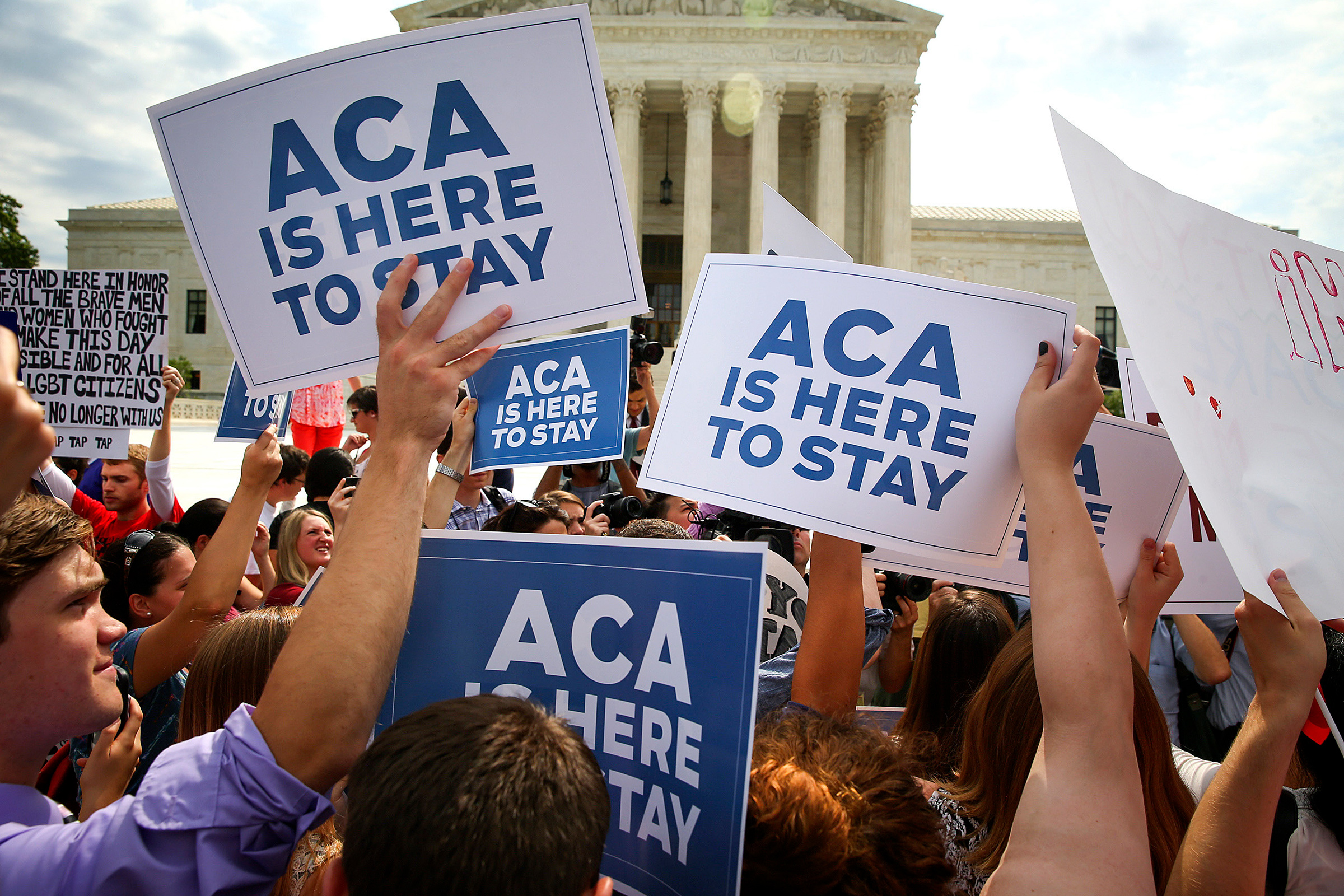 Supporters of the Affordable Care Act celebrated outside the Supreme Court in 2015 after a favorable ruling