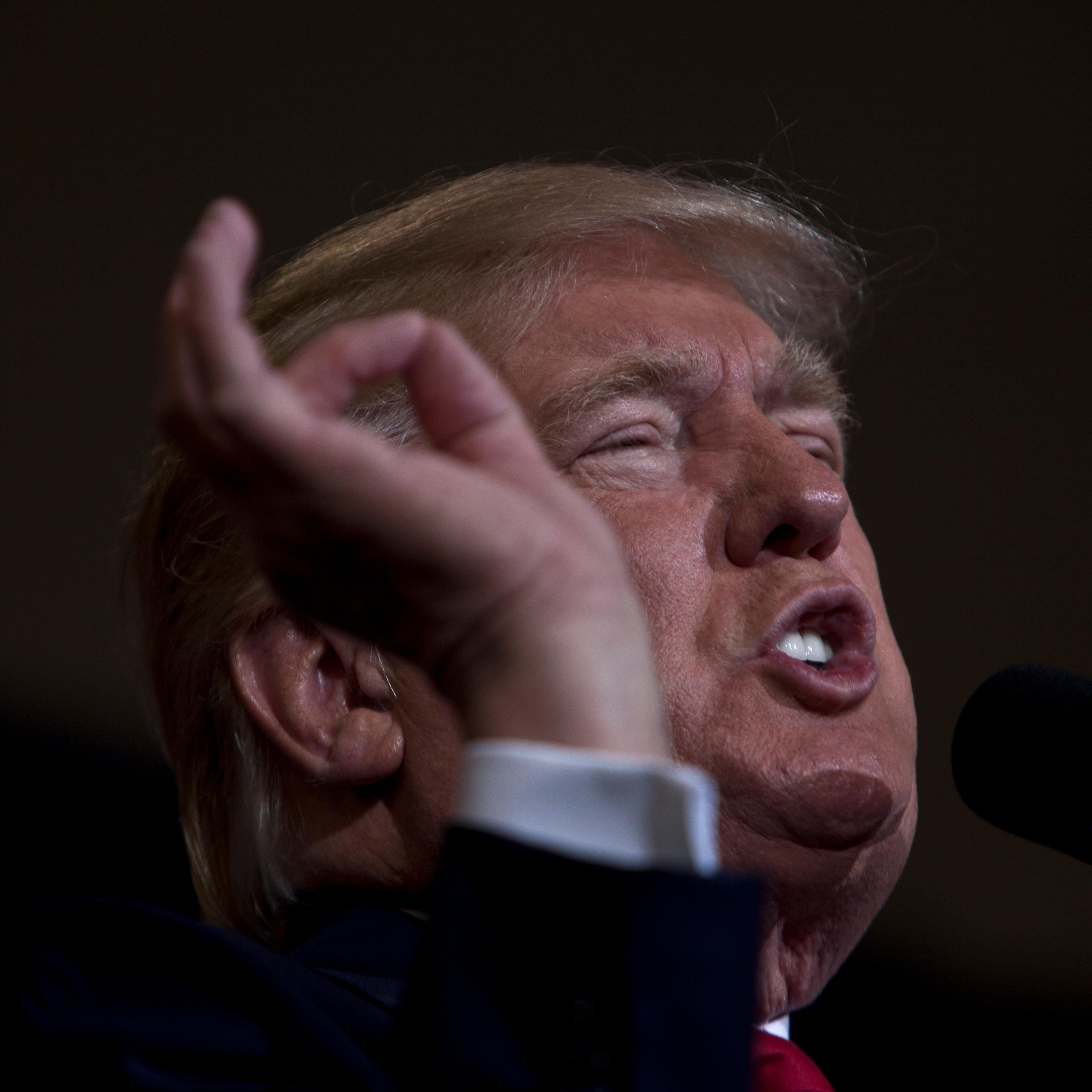 Republican presidential candidate Donald Trump speaks during a rally at the Florida State Fair Grounds in Tampa, Fla. on Nov. 5, 2016.
