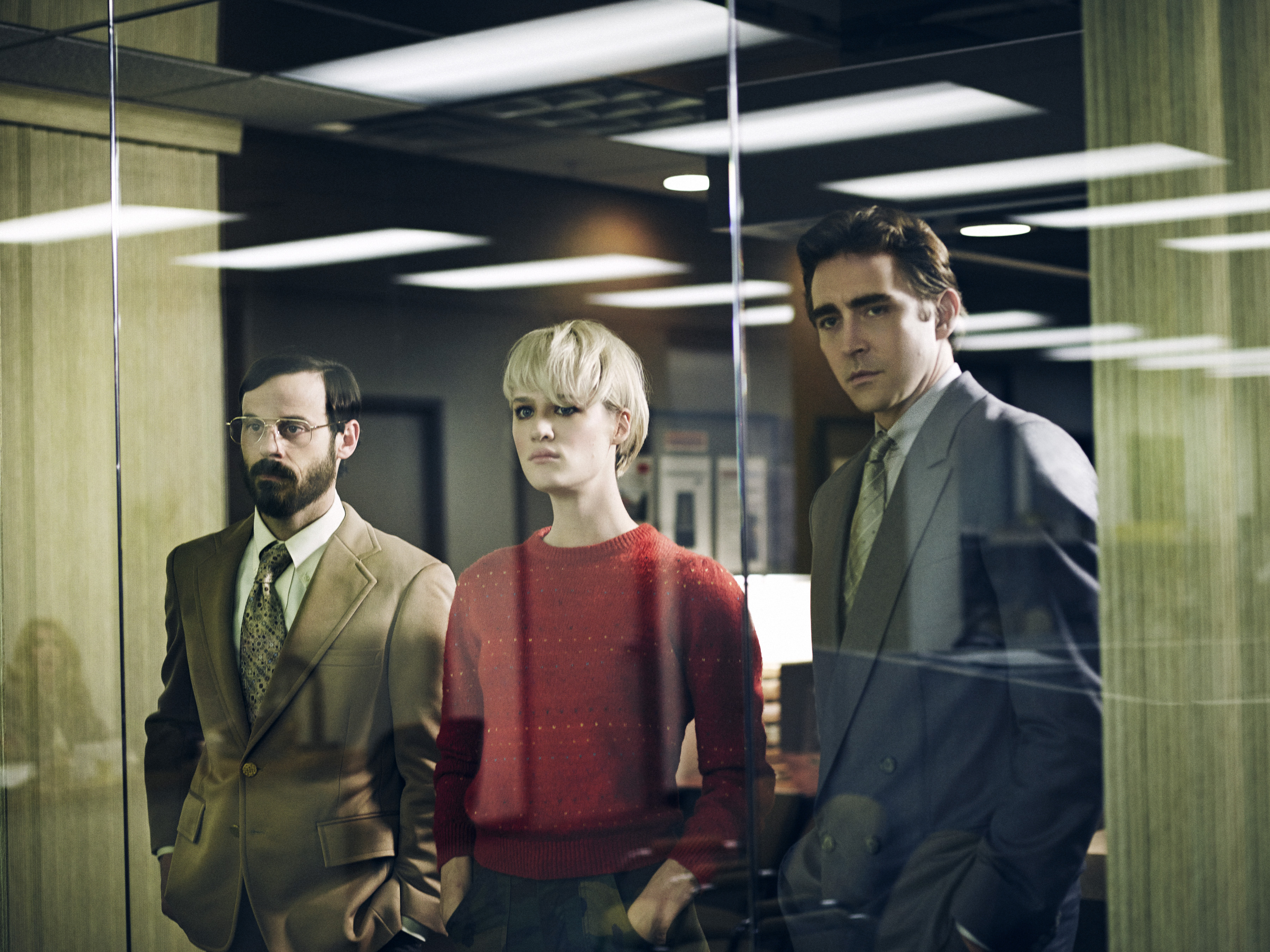 Scoot McNairy, Mackenzie Davis and Lee Pace in Halt and Catch Fire.