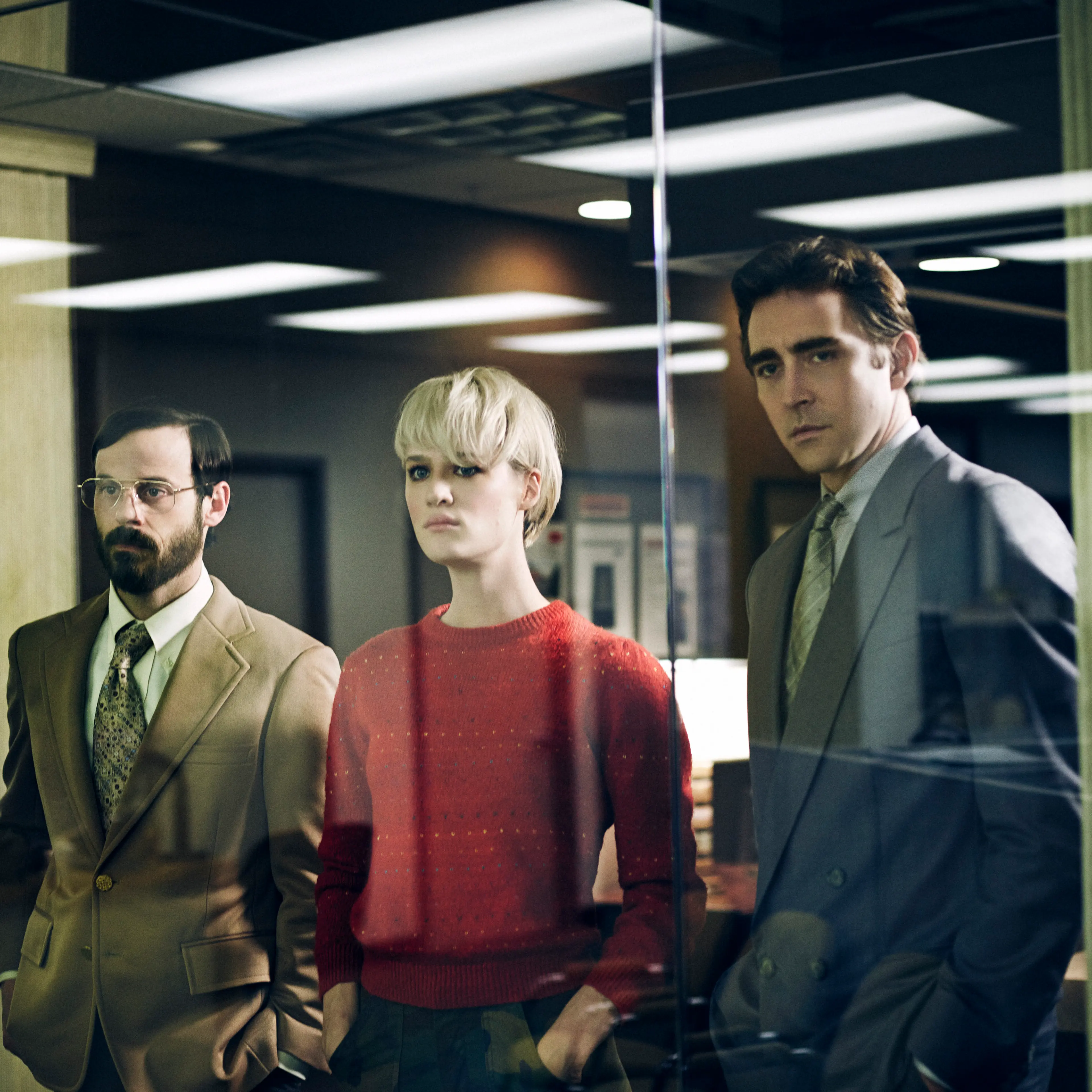 Scoot McNairy, Mackenzie Davis and Lee Pace in Halt and Catch Fire.