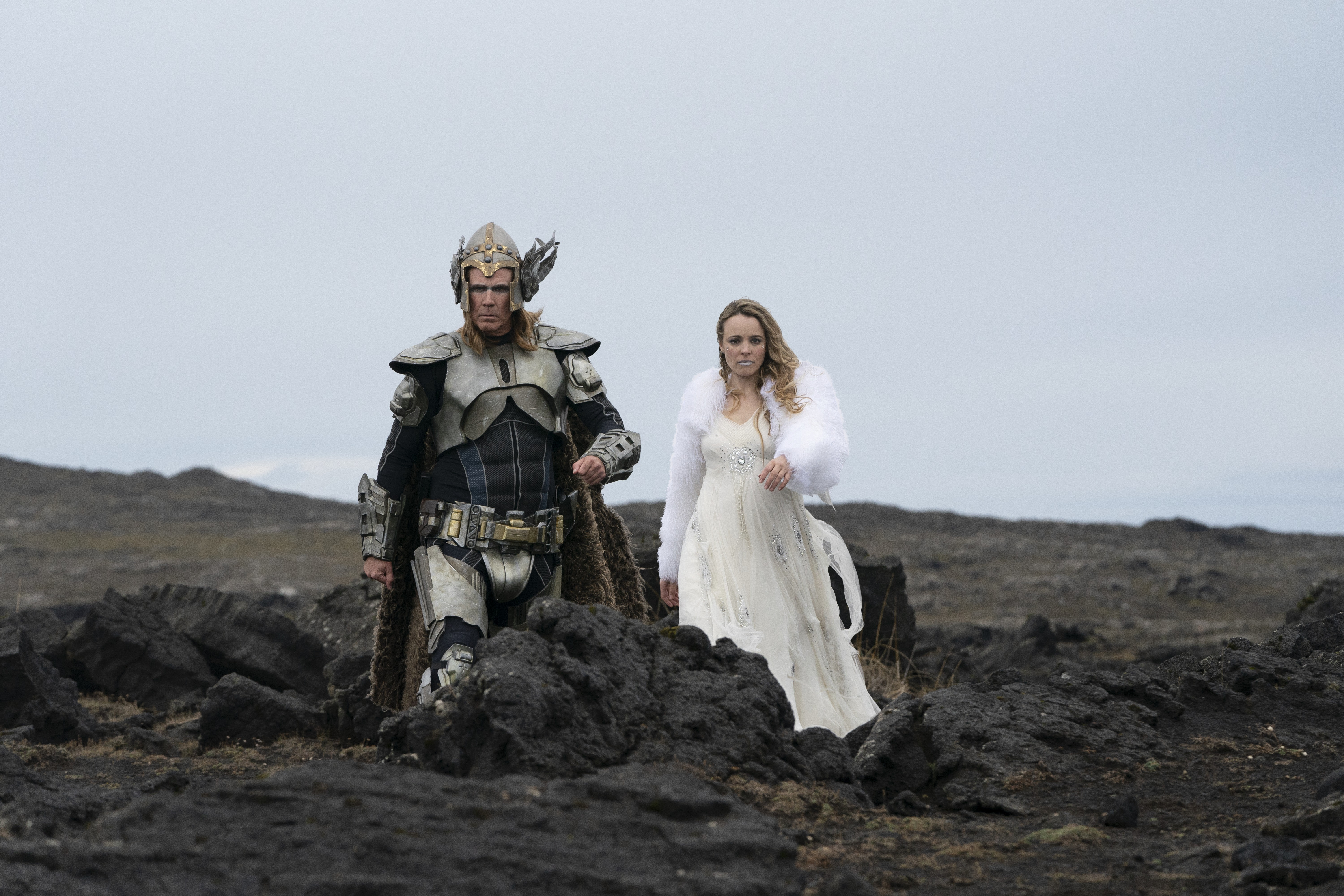 EUROVISION SONG CONTEST: The Story of Fire Saga- (L-R) Will Ferrell as Lars Erickssong, Rachel McAdams as Sigrit Ericksdottir. Cr. Elizabeth Viggiano/NETFLIX © 2020