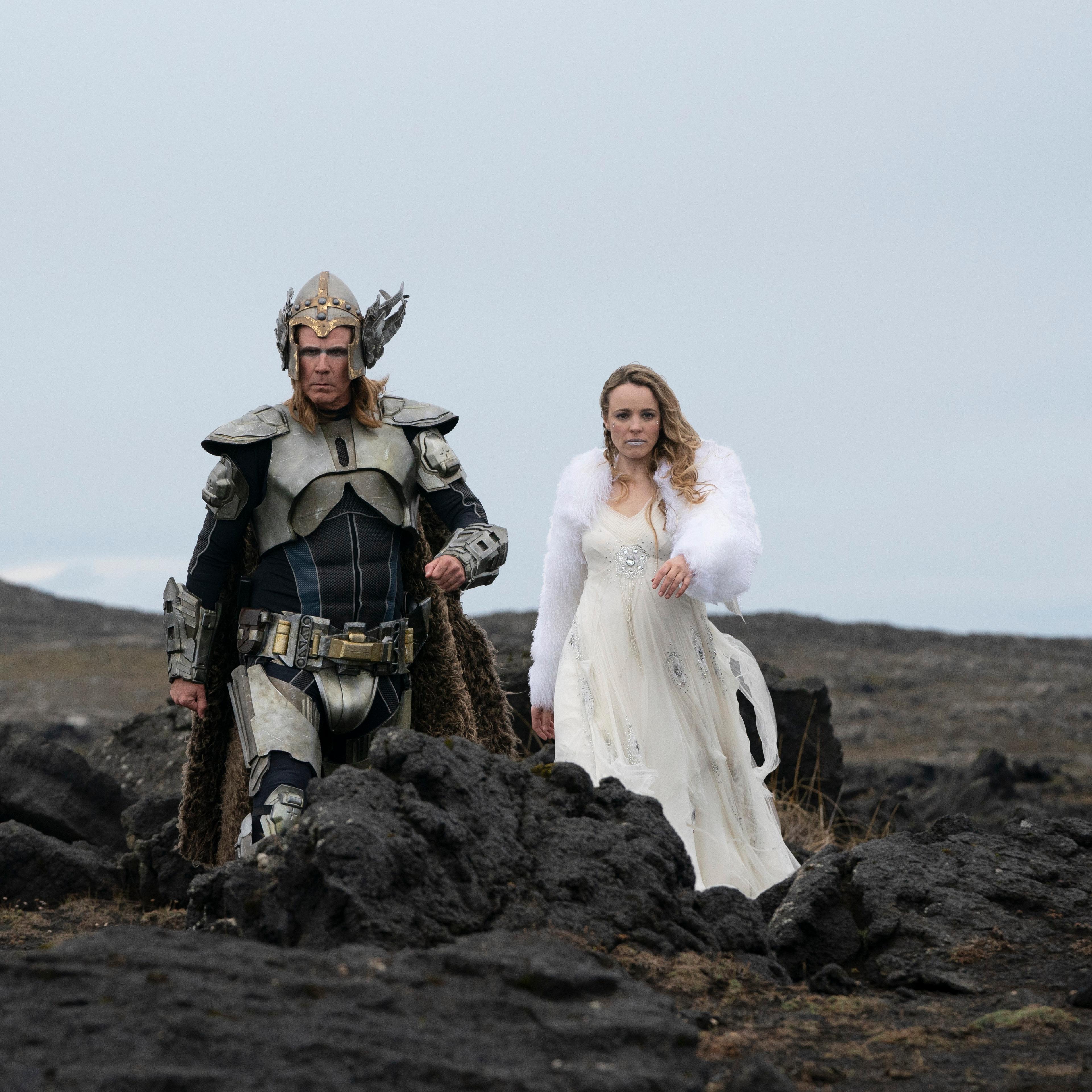 EUROVISION SONG CONTEST: The Story of Fire Saga- (L-R) Will Ferrell as Lars Erickssong, Rachel McAdams as Sigrit Ericksdottir. Cr. Elizabeth Viggiano/NETFLIX © 2020