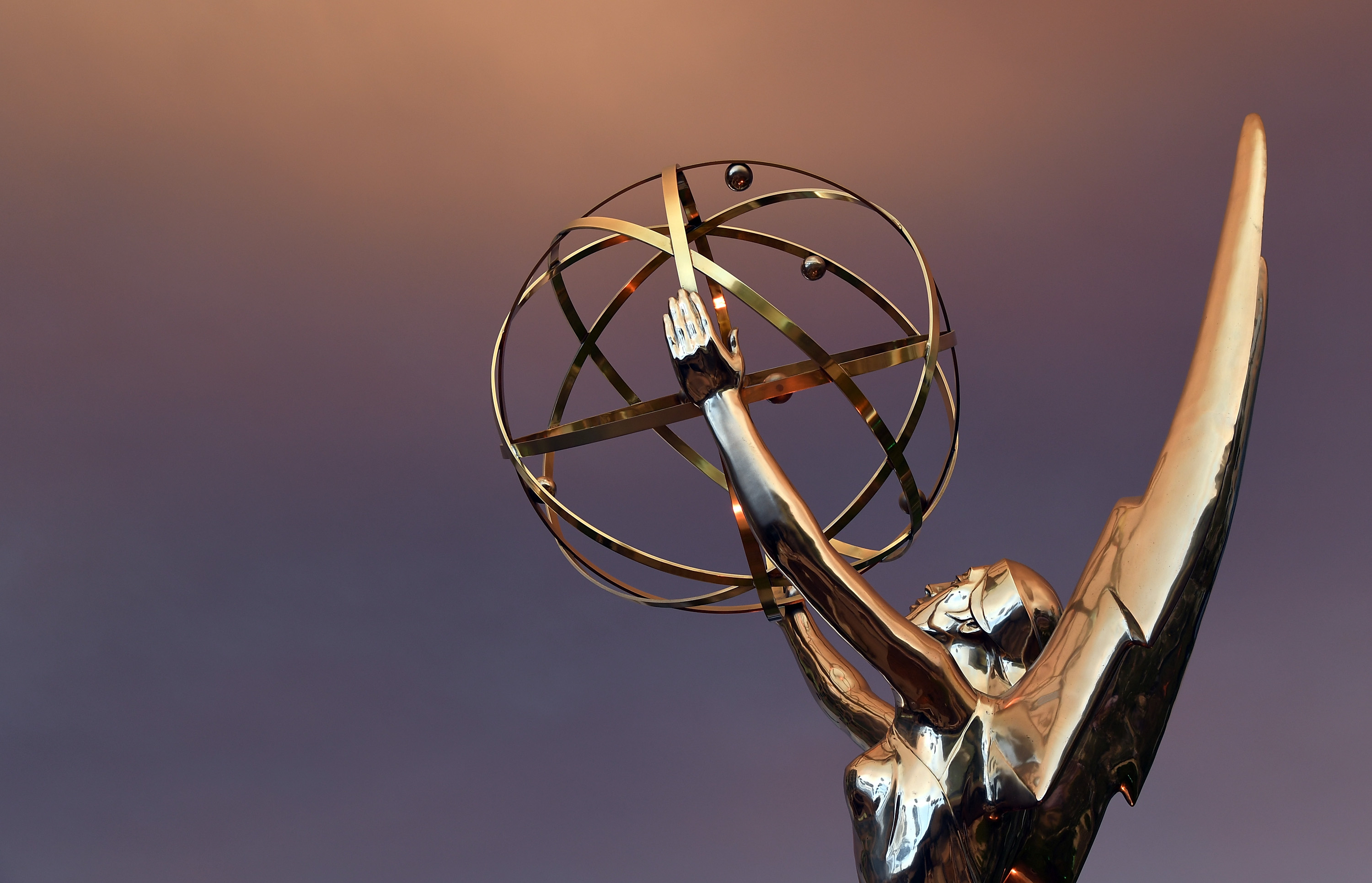 Emmy Statue in front of the Television Academy during the red carpet for the 68th Los Angeles Emmy Awards in North Hollywood, California, on July 23, 2016.