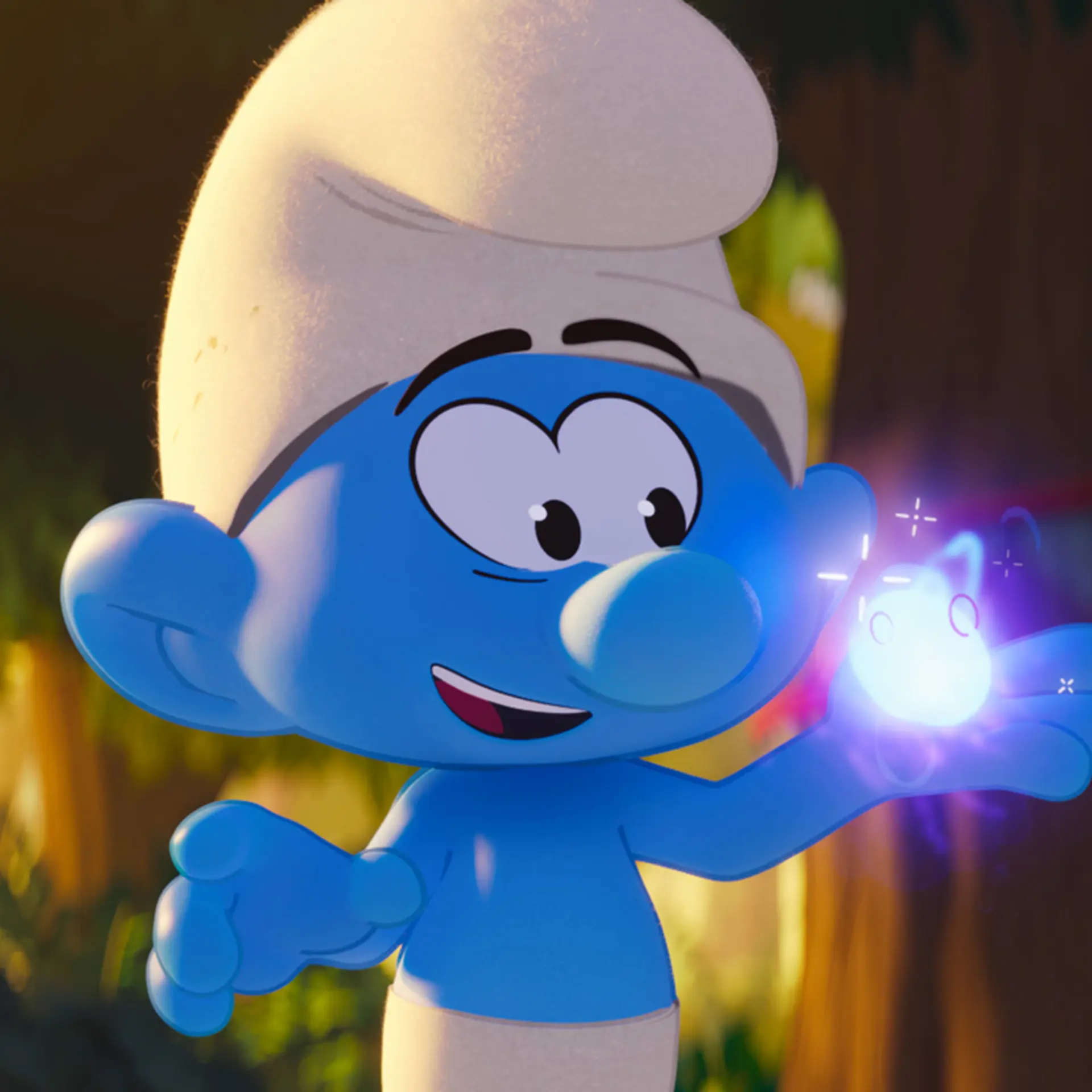 No Name Smurf, voiced by James Corden, in the new Smurfs movie.