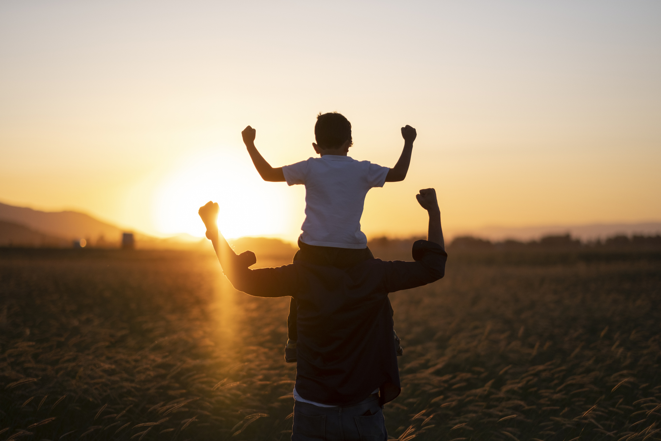 Dad and son outdoors