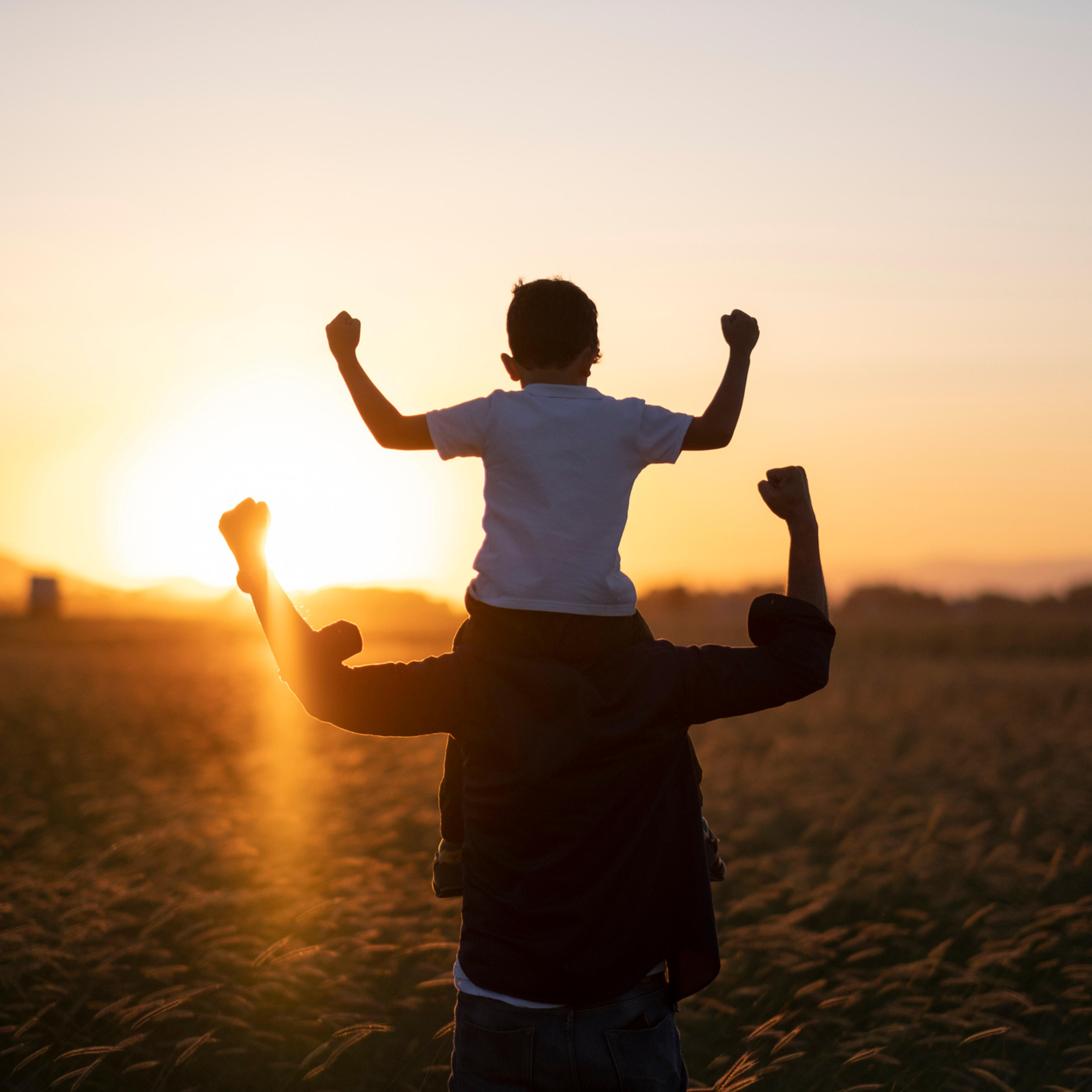 Dad and son outdoors