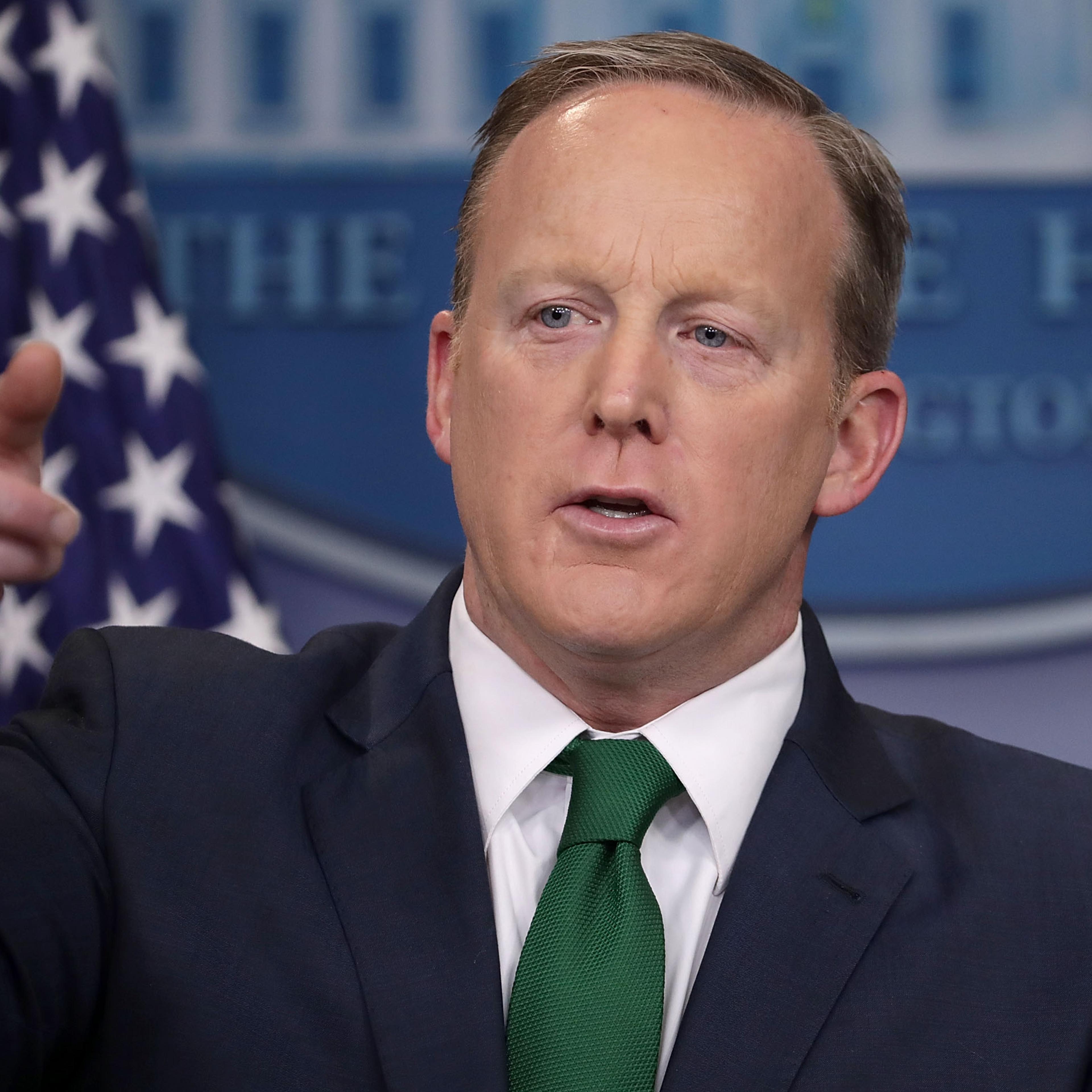 OMB Director Mick Mulvaney And White House Press Secretary Sean Spicer Brief The Media At The White House