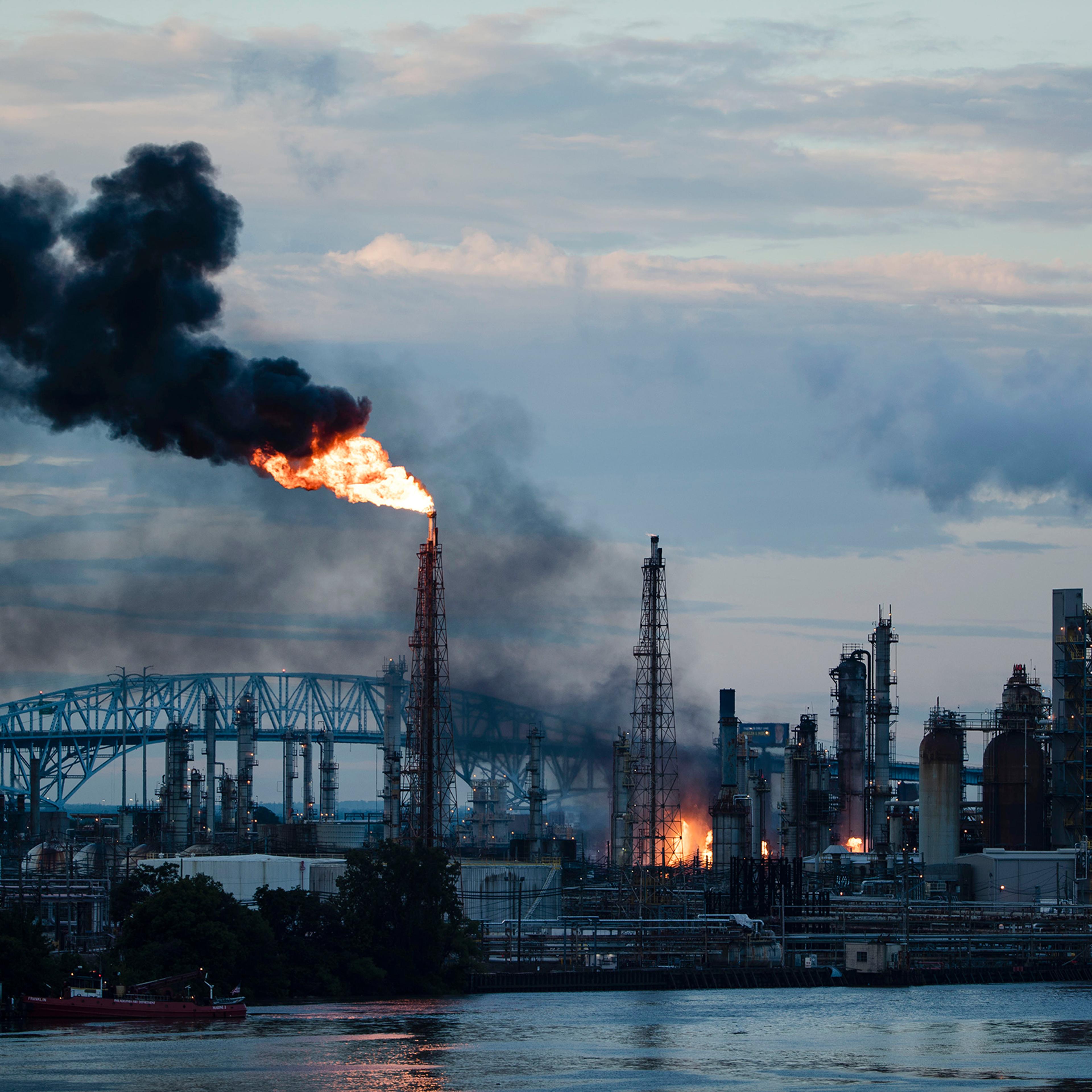 The Philadelphia Energy Solutions Refining Complex after catching fire on June 21, 2019