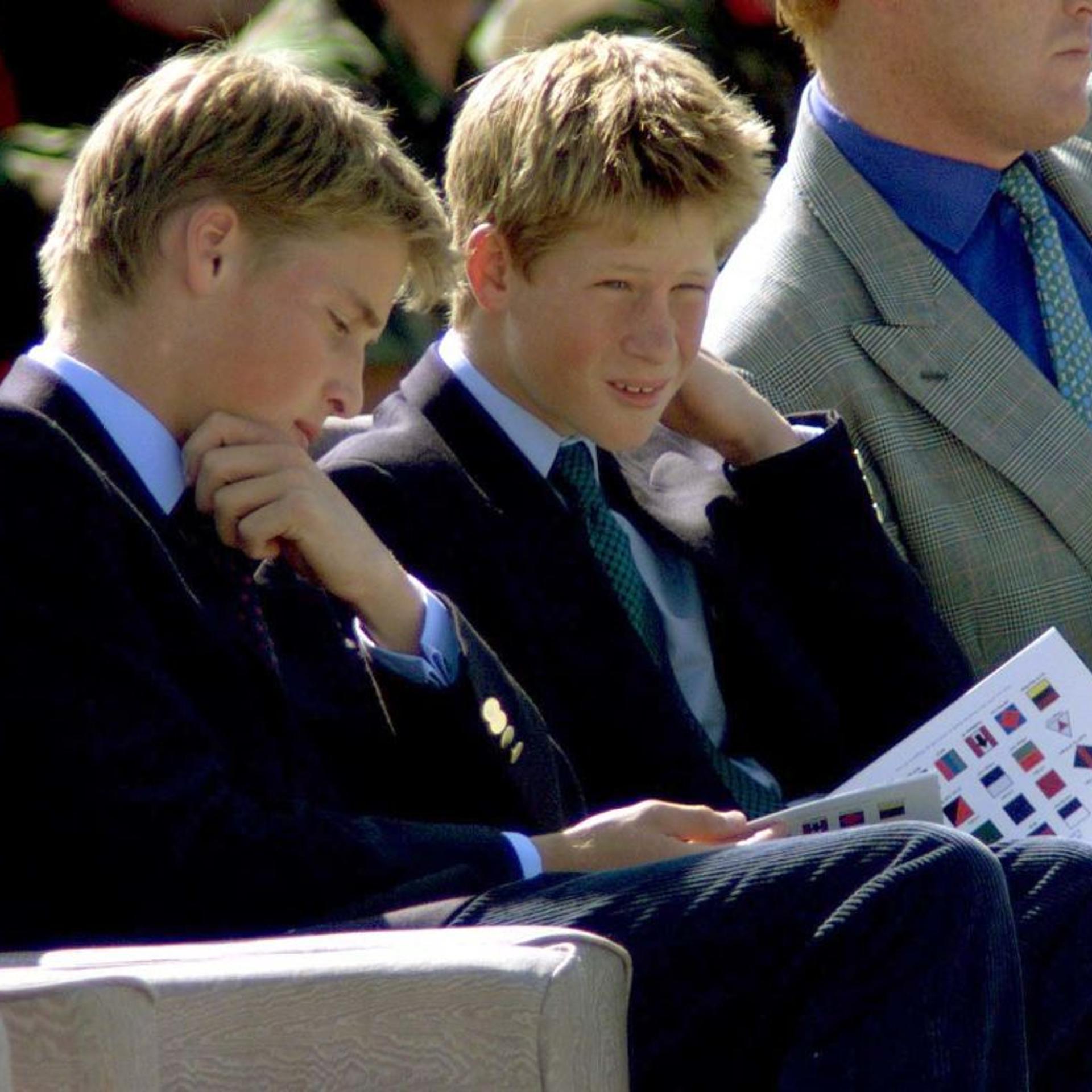 Prince William and Prince Harry watching an air show in 1999