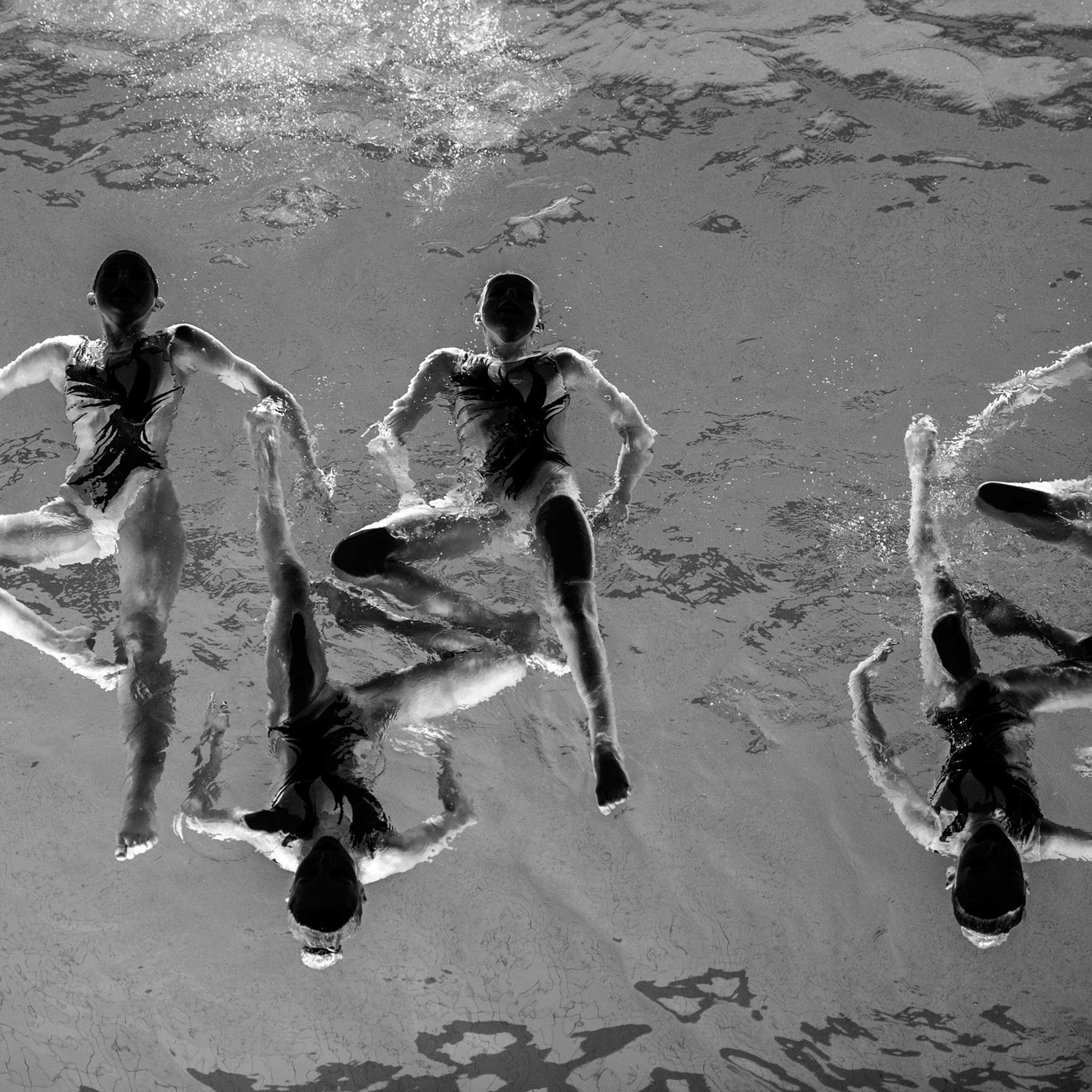 Sports, 3rd prize singles. Members of the Neptun Synchro synchronized swimming team perform during a Christmas show in Stockholm, Sweden, on 13 December 2015.