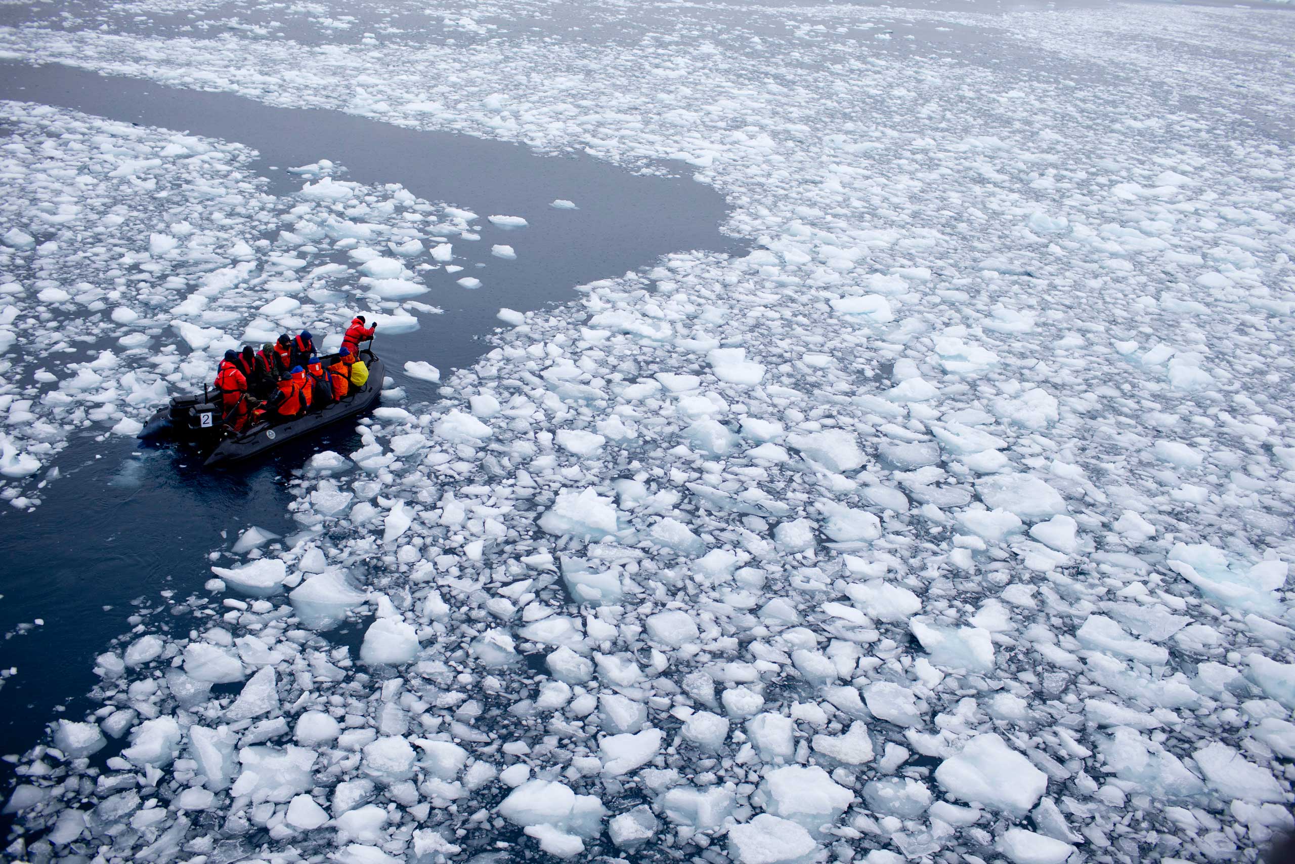 A team of international scientists heads to Chile's station Bernardo O'Higgins, Antarctica on Jan. 22, 2015. Water is eating away at the Antarctic ice, melting it where it hits the oceans. As the ice sheets slowly thaw, water pours into the sea, 130 bill