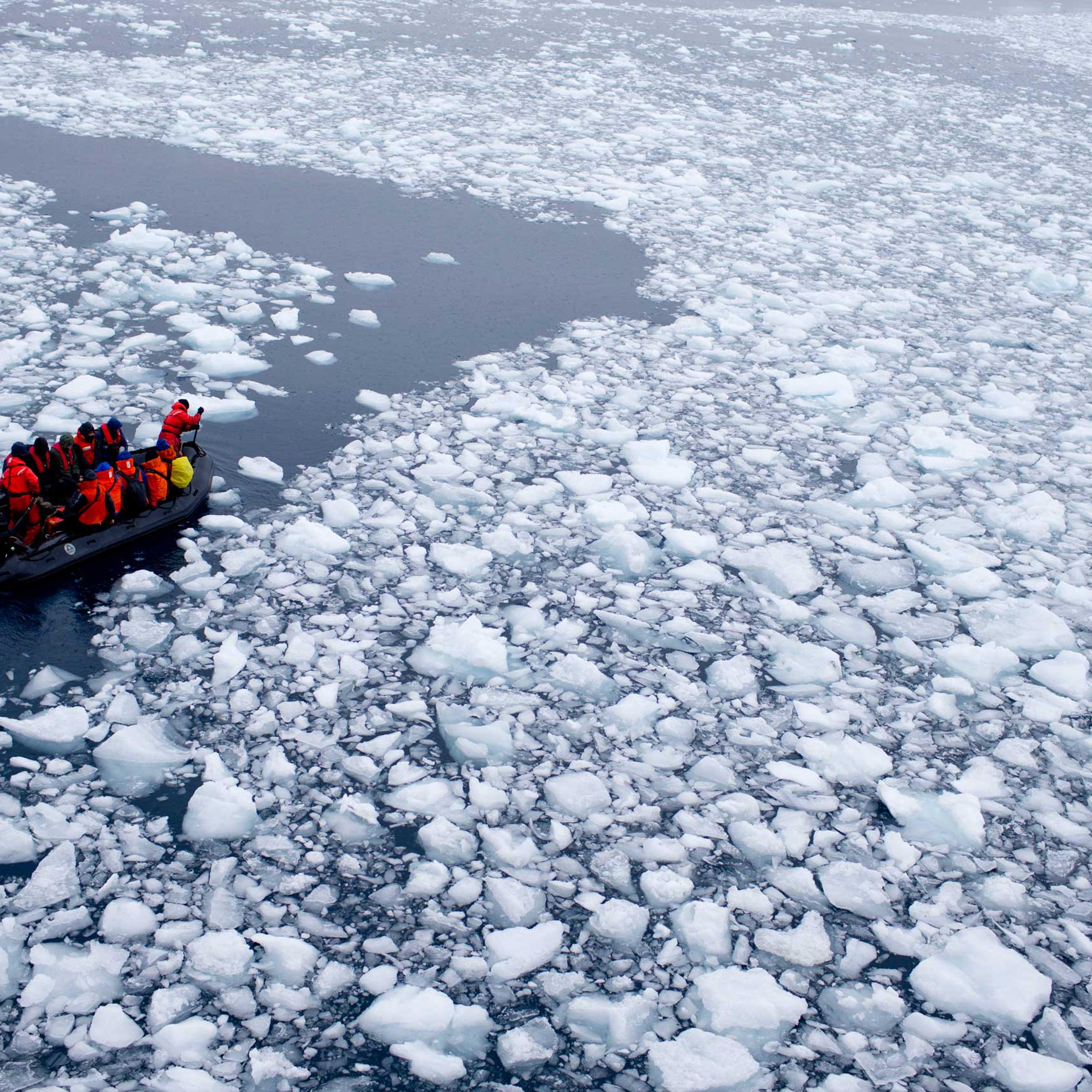 A team of international scientists heads to Chile's station Bernardo O'Higgins, Antarctica on Jan. 22, 2015. Water is eating away at the Antarctic ice, melting it where it hits the oceans. As the ice sheets slowly thaw, water pours into the sea, 130 bill