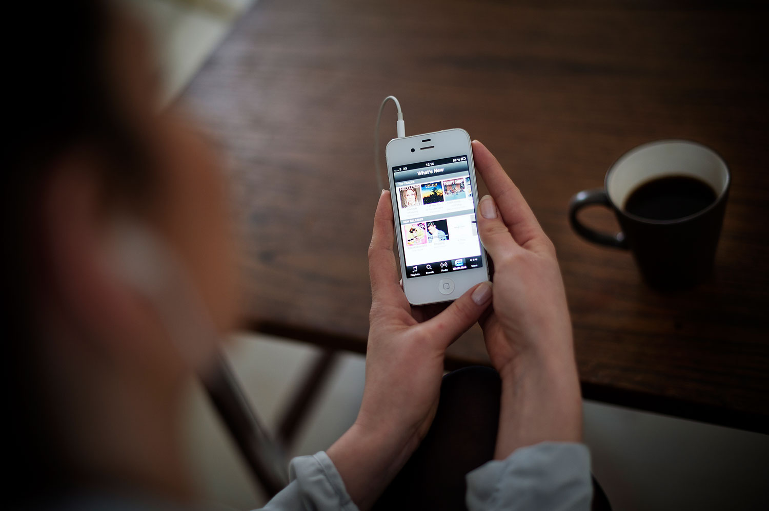 Using a smartphone with Spotify app
