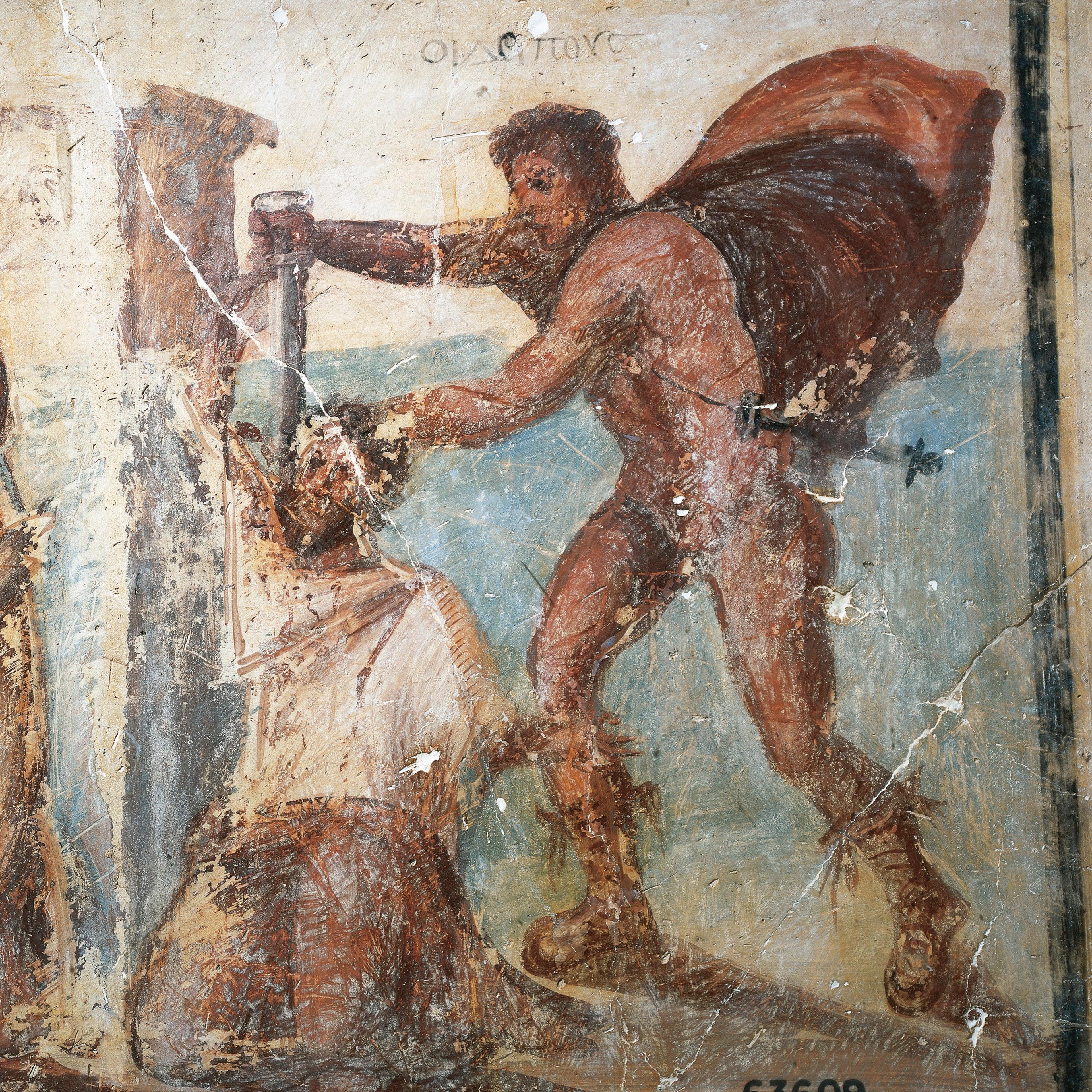 Oedipus killing his father Laius, King of Thebes, fresco