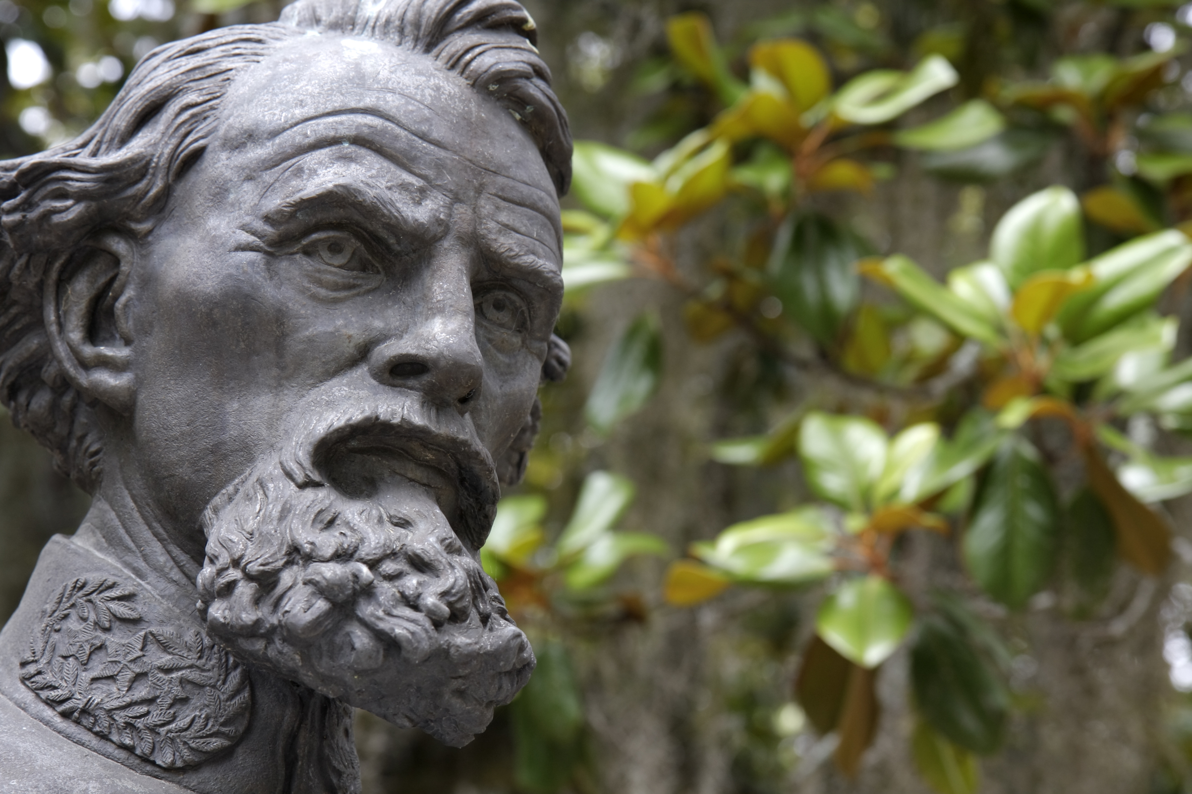 Lieutenant General Nathan Bedford Forrest bust at Old Live Oak Cemetery.