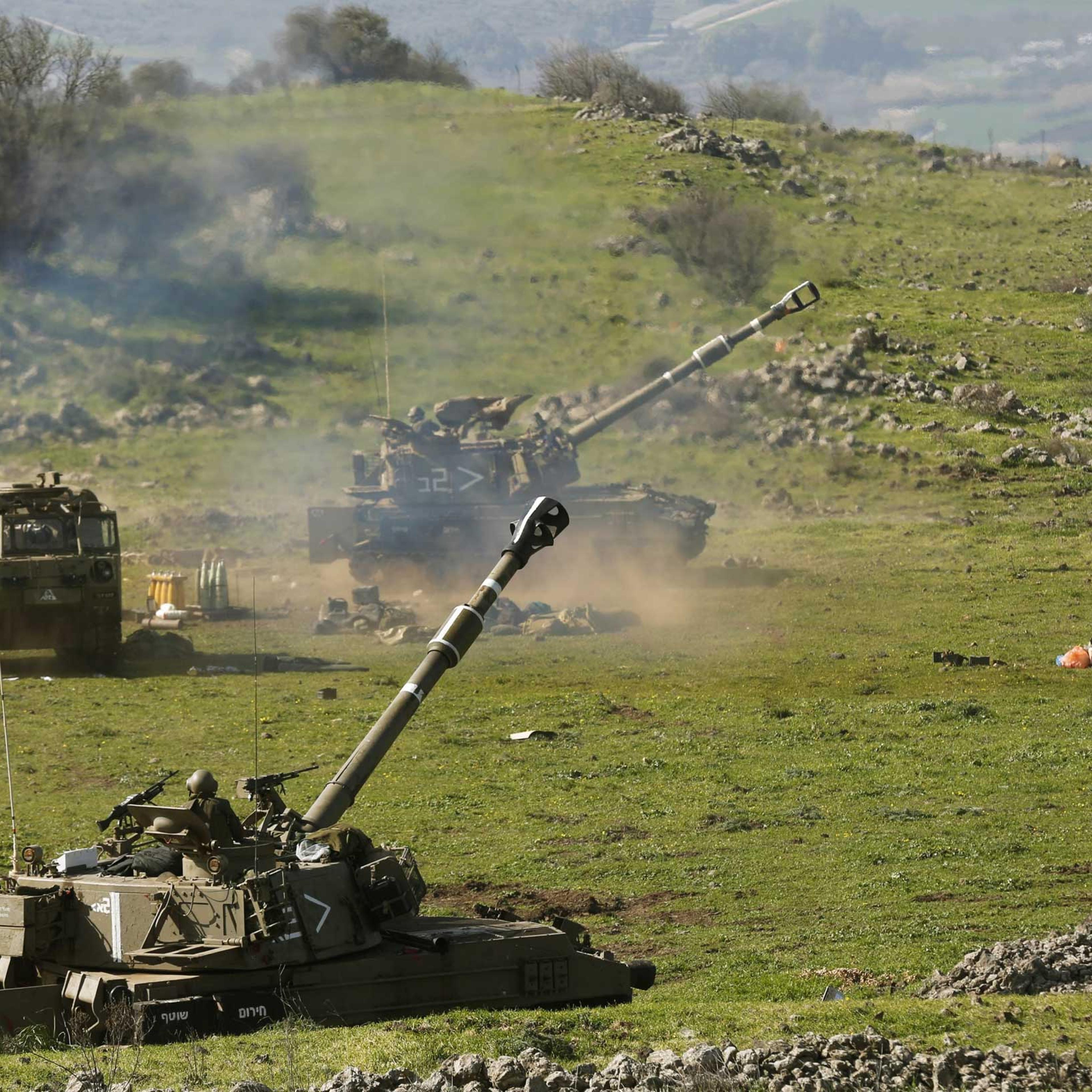 Israeli artillery fire toward targets in Lebanon near Har Dov area, on the Israeli-Lebanese border, Jan. 28, 2015.