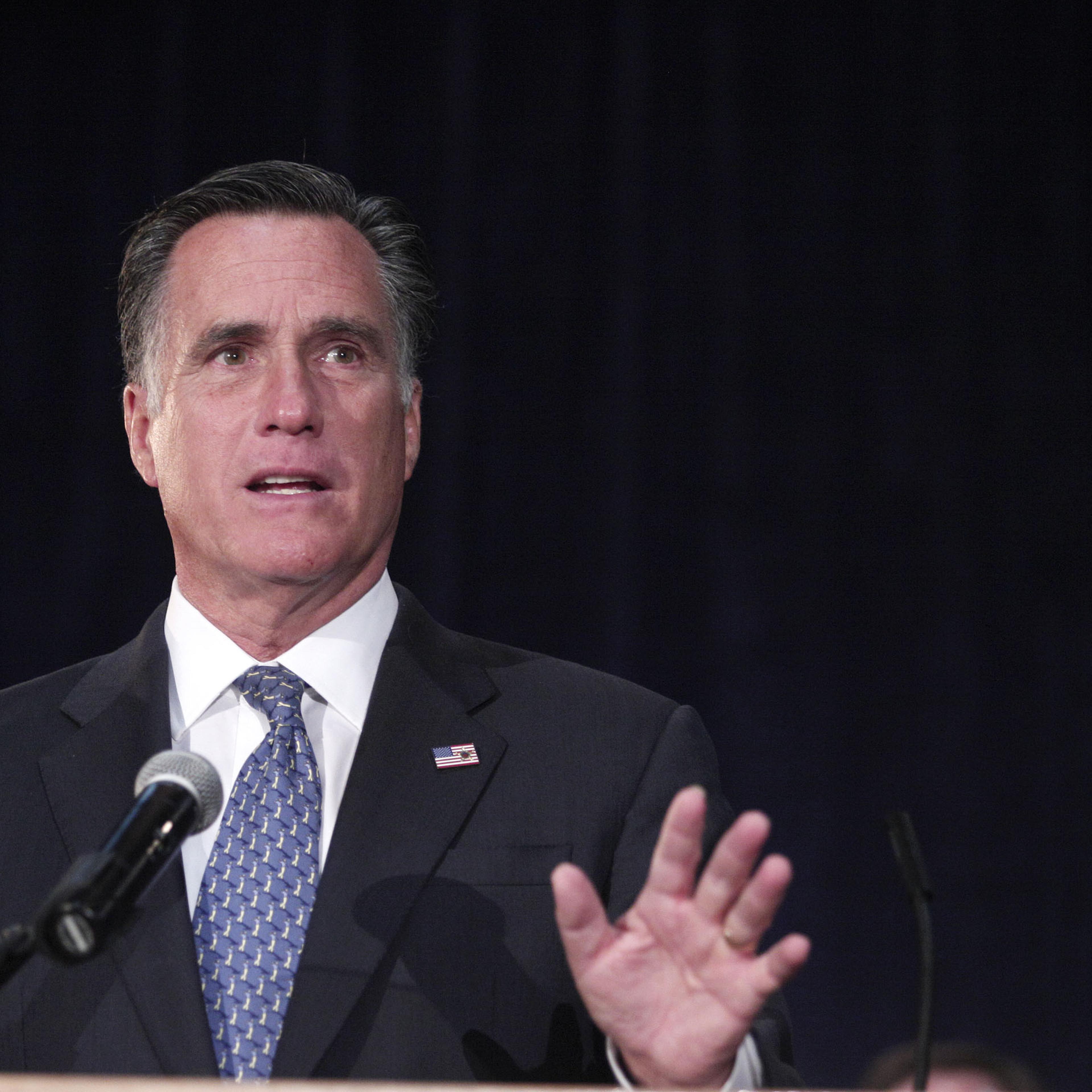 Mitt Romney, delivers remarks during a "CoMITT to the Comeback" rally for Michigan republican candidates in Livonia, MI on Oct. 2, 2014.