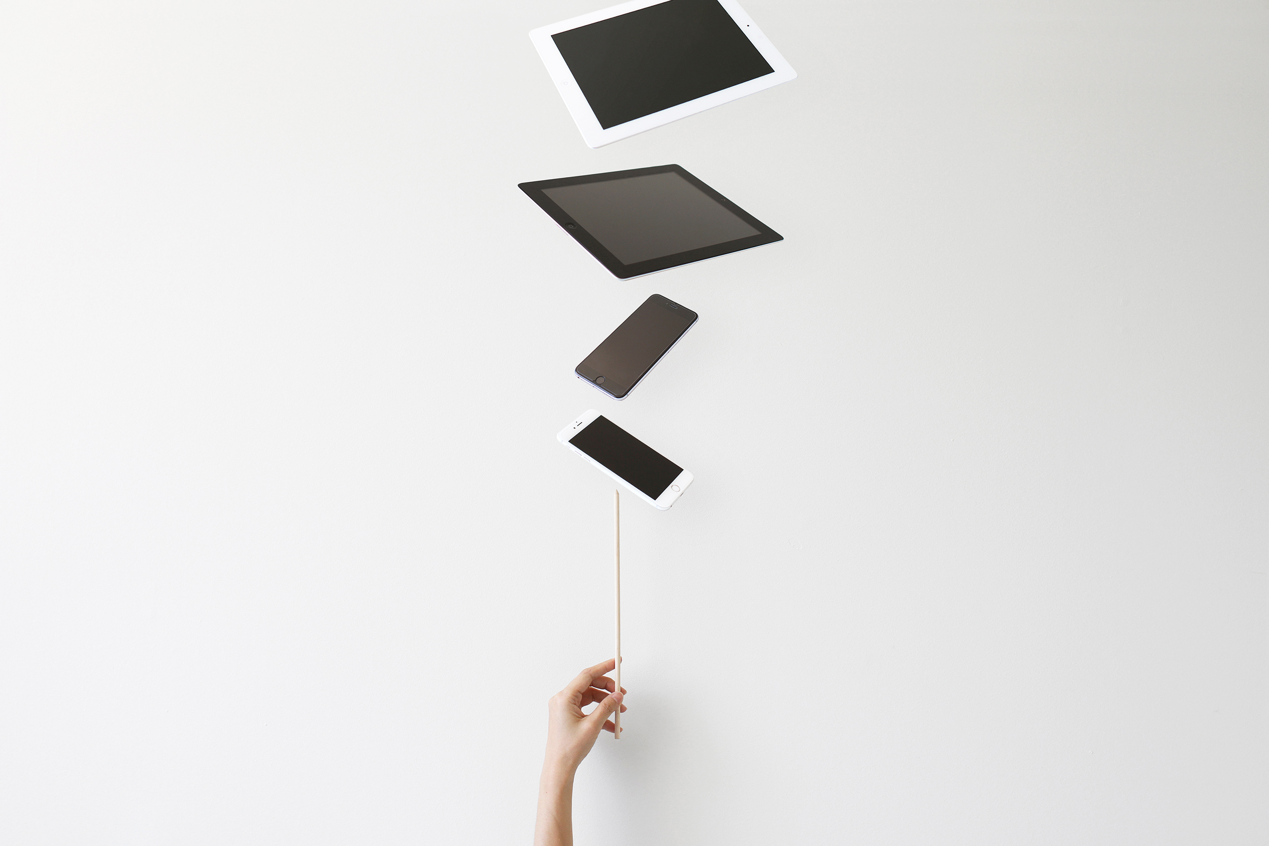 balancing work career home cellphone tablet goals motto stock