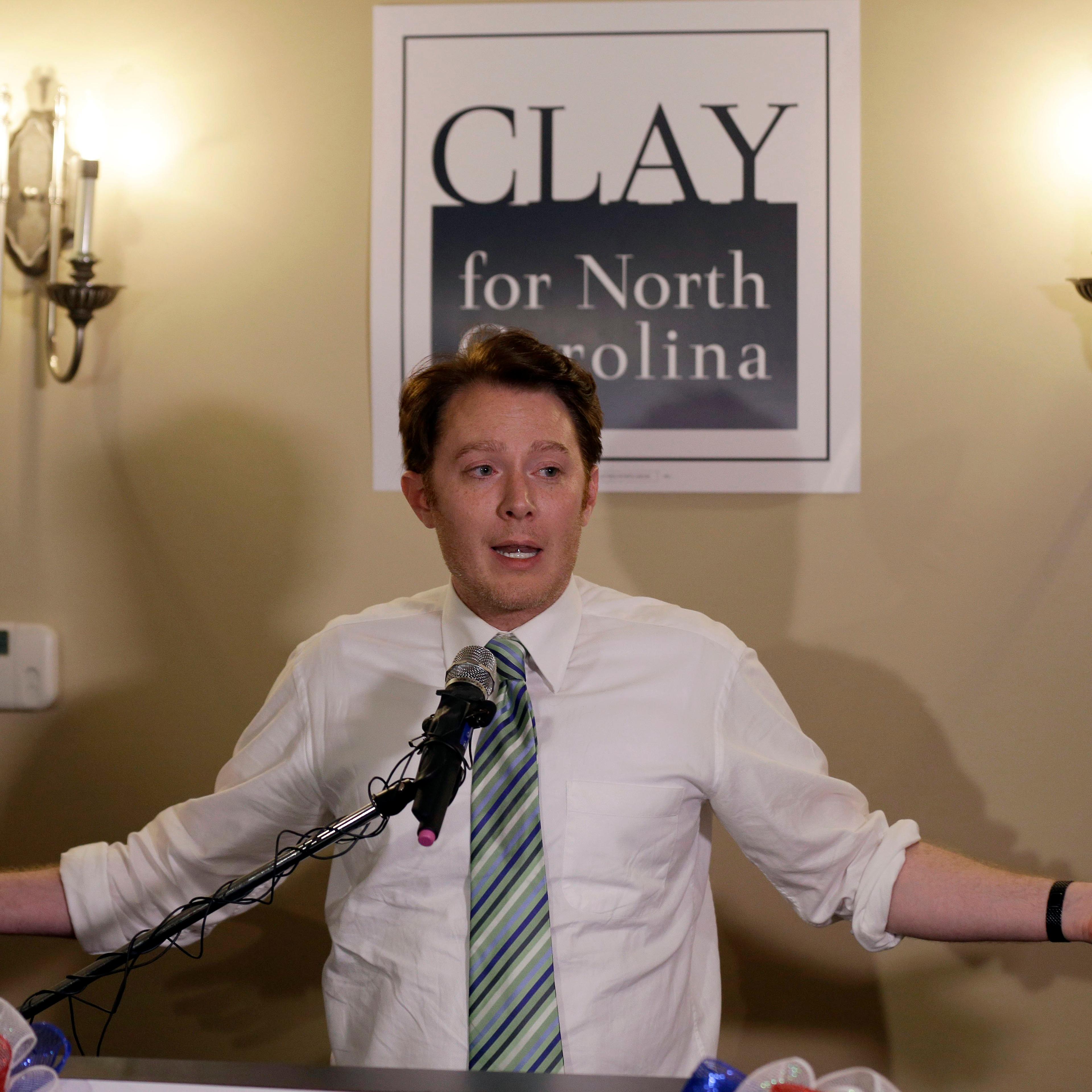 Clay Aiken speaks to supporters during an election night watch party in Holly Springs, N.C., May 6, 2014.