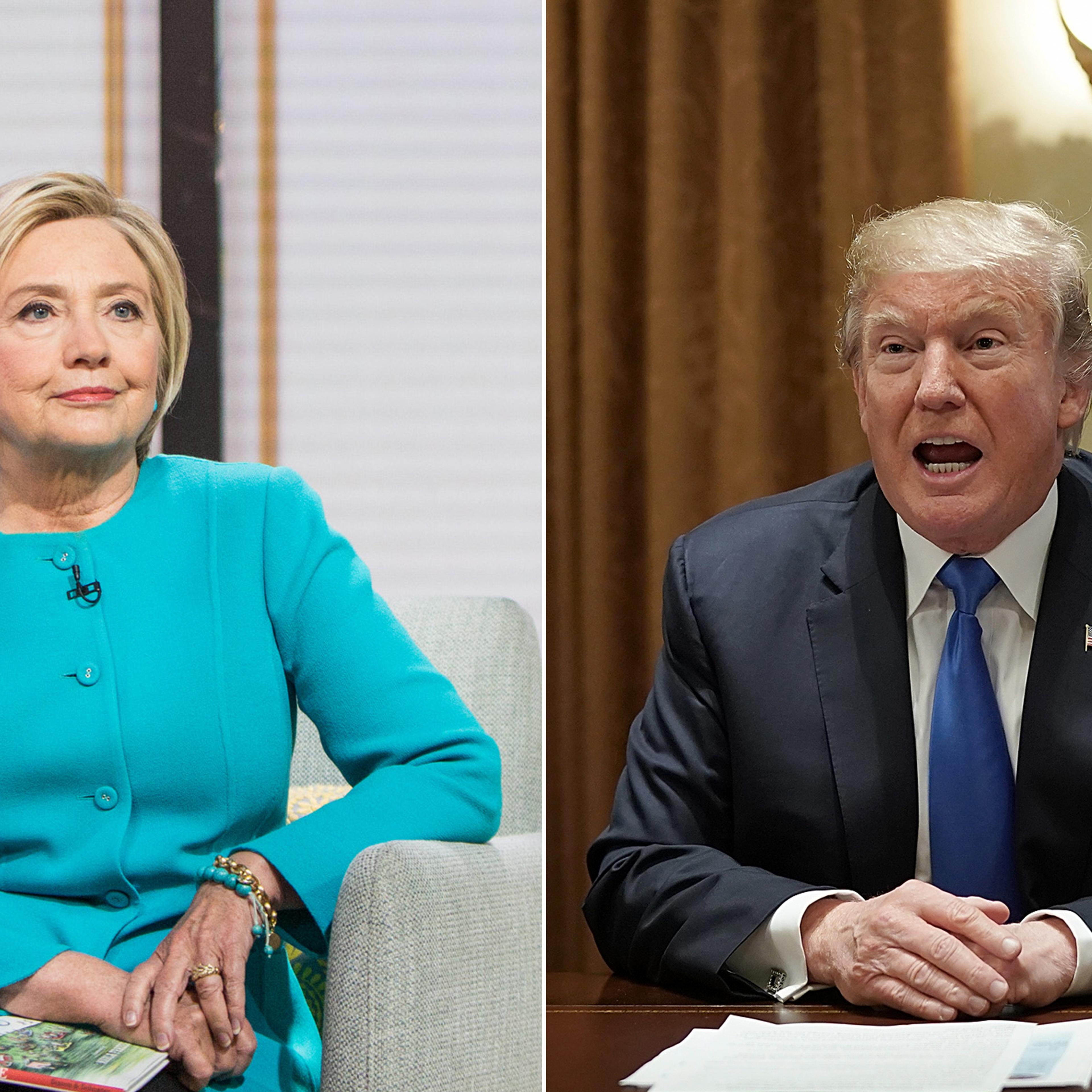 Clinton: Hillary Clinton appeared on the TODAY show on Sept. 13, 2017; Trump: President Donald Trump meets with Democratic and Republican members of Congress in the Cabinet Room of the White House Sept. 13, 2017.