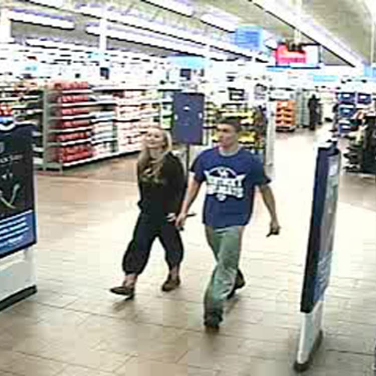 A still from surveillance shows 18-year-old Dalton Hayes and 13-year-old Cheyenne Phillips leave a South Carolina Wal-Mart.