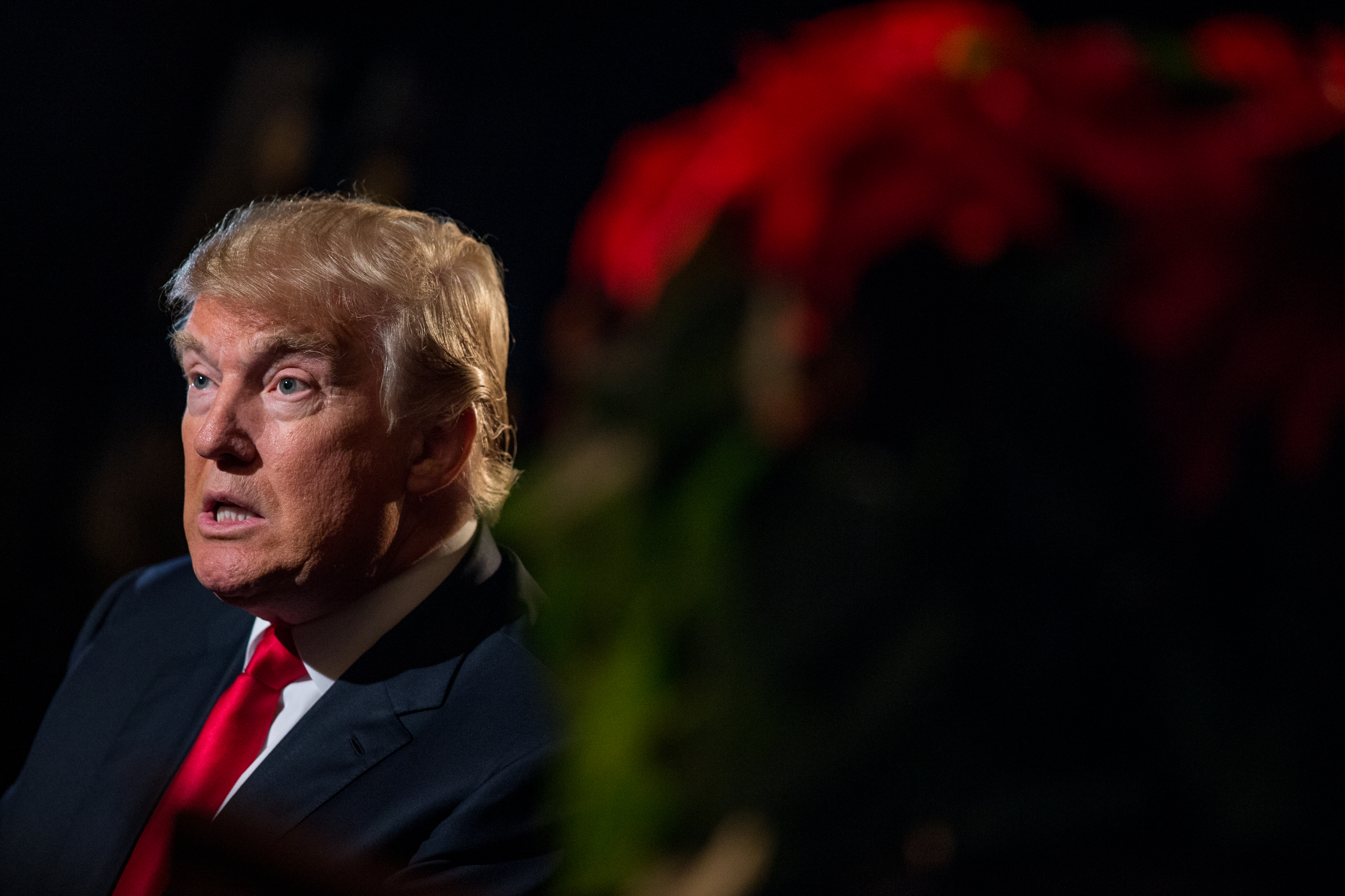 Republican presidential candidate Donald Trump speaks during an interview with the Associated Press at the Trump National Golf Club in Sterling, Va. on Dec. 2, 2015.